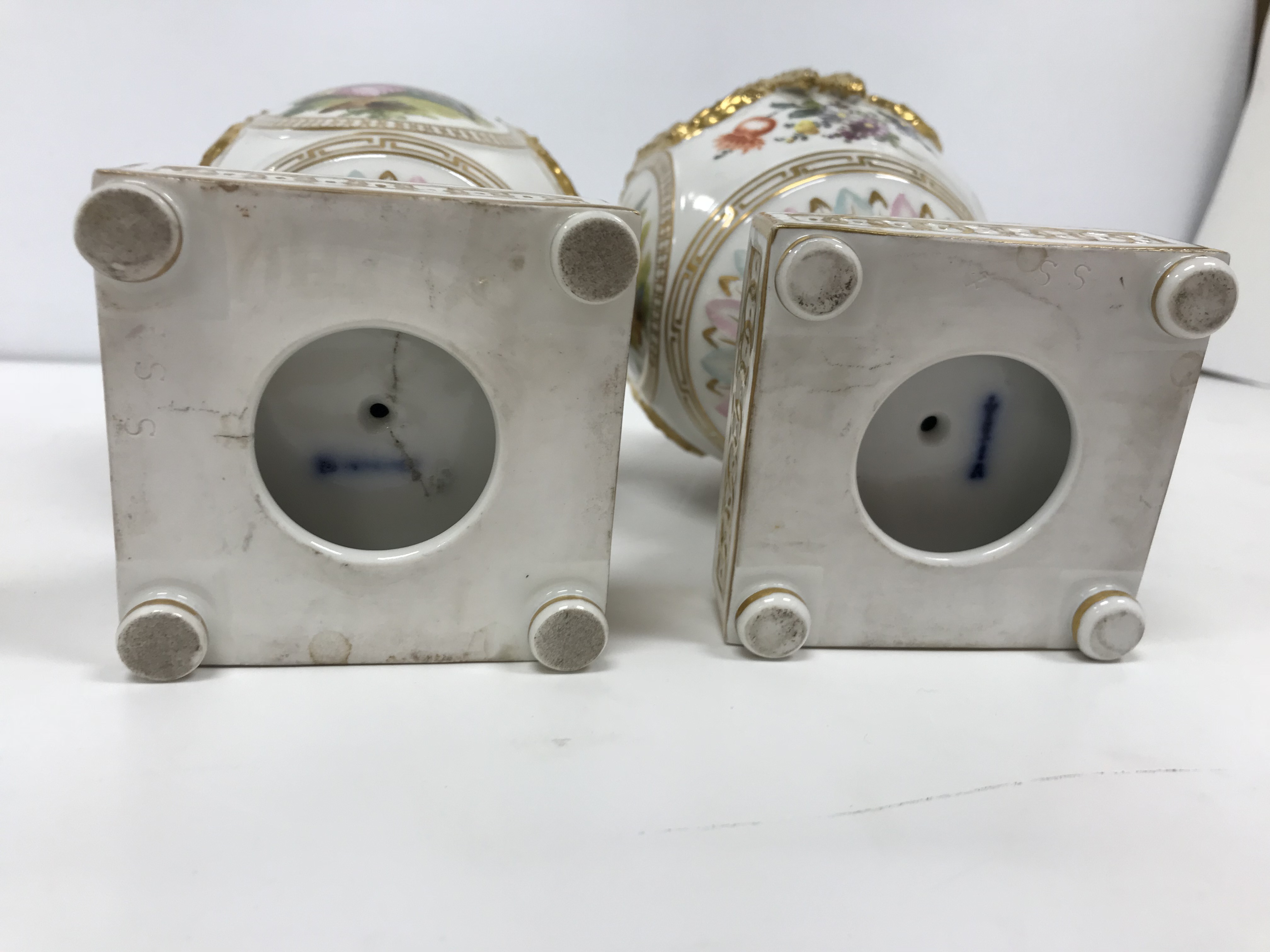 A pair of 19th Century Berlin porcelain urns and covers, - Image 7 of 7