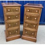 A pair of burr walnut bedside chests in the 19th Century manner,