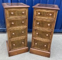 A pair of burr walnut bedside chests in the 19th Century manner,