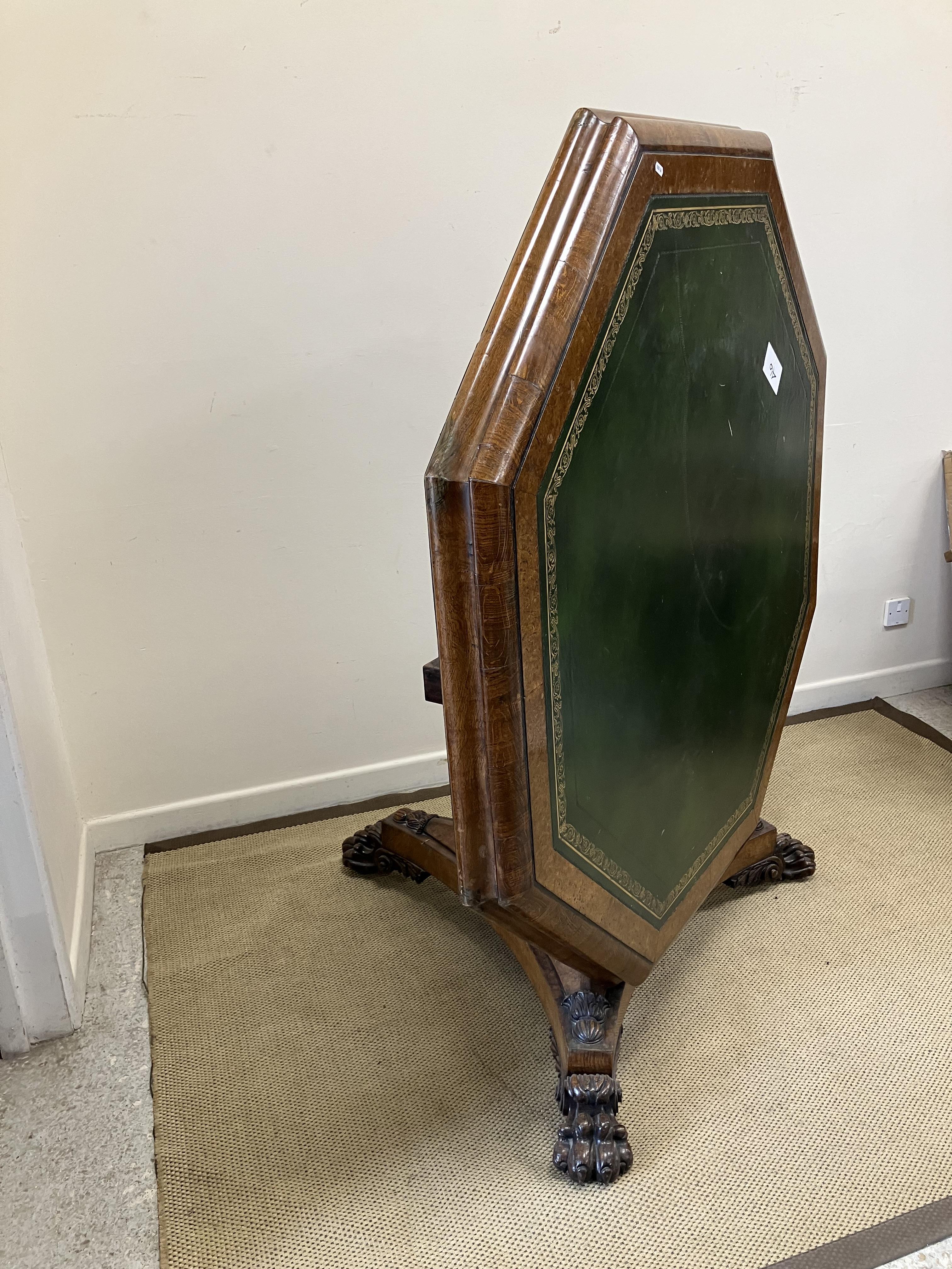 A 19th Century oak and burr oak cross-banded library table, - Image 4 of 6