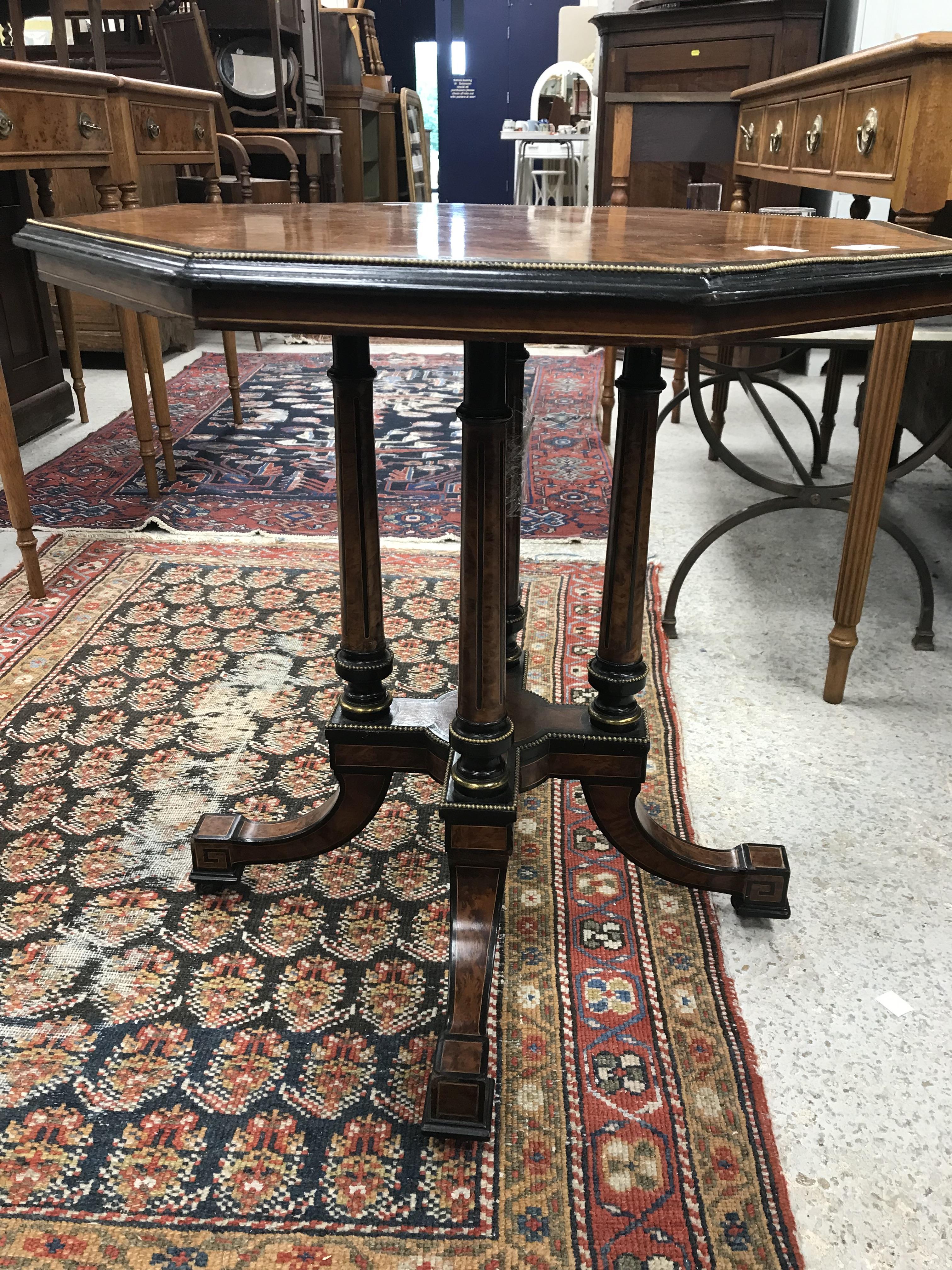 A Victorian amboyna and ebonised centre table, - Image 26 of 34