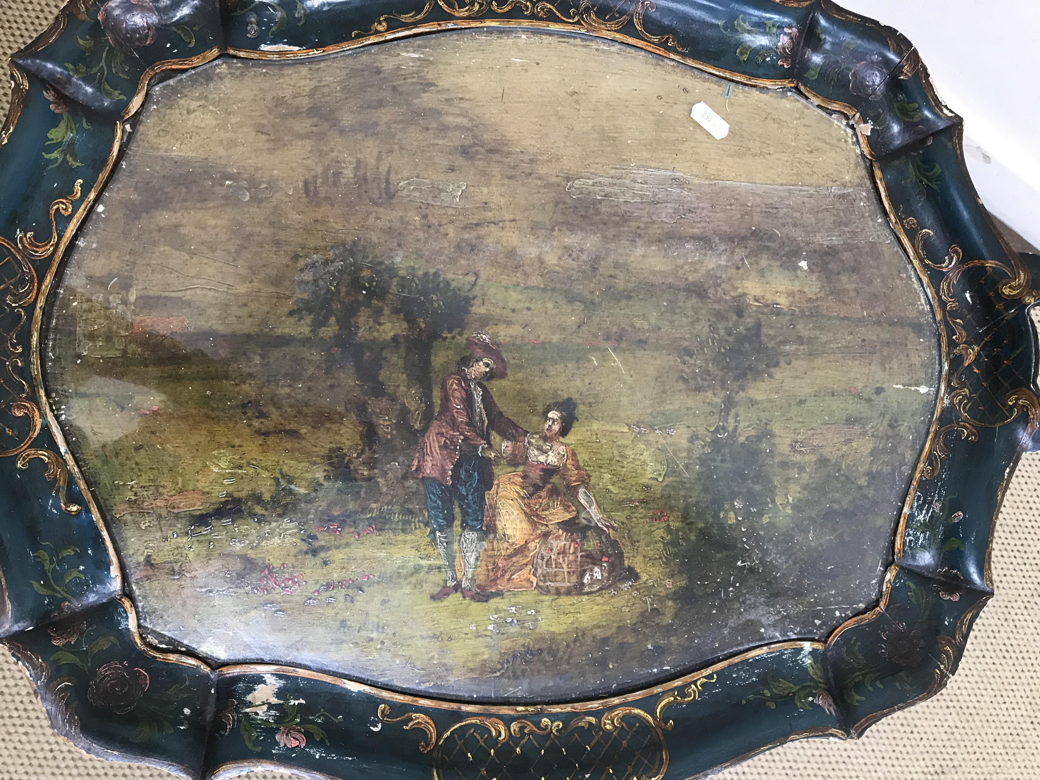 An early 20th Century French painted butler's tray table in the Rococo style, - Bild 2 aus 4