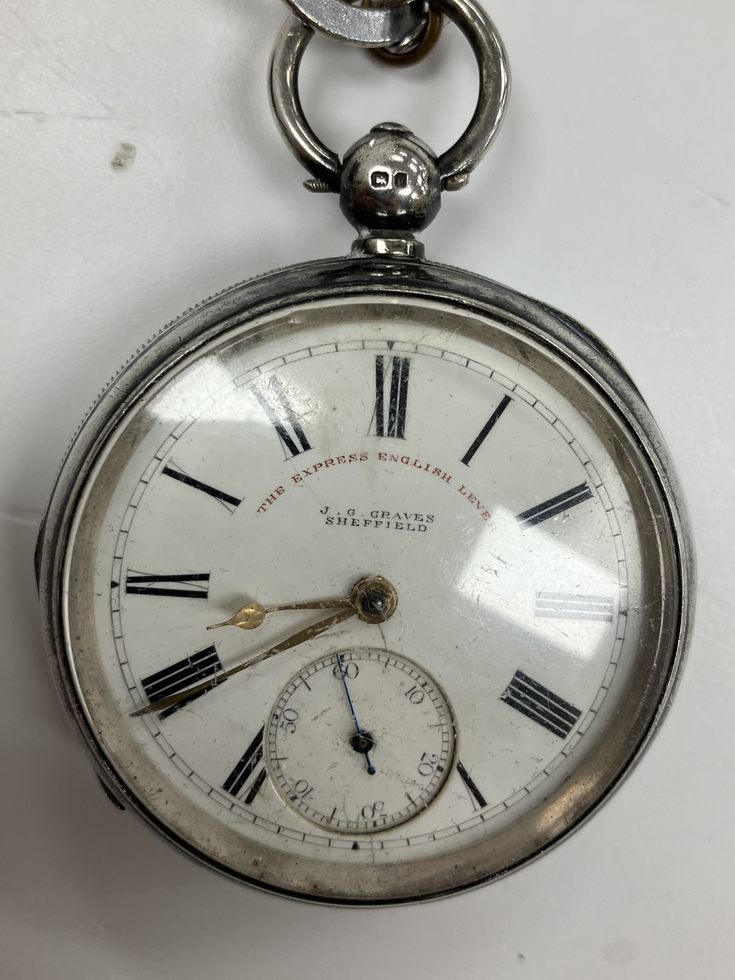 A 19th Century French yellow metal mounted open face pocket watch with engraved silvered dial and - Bild 2 aus 6