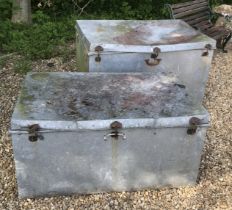 Two aluminium storage boxes,