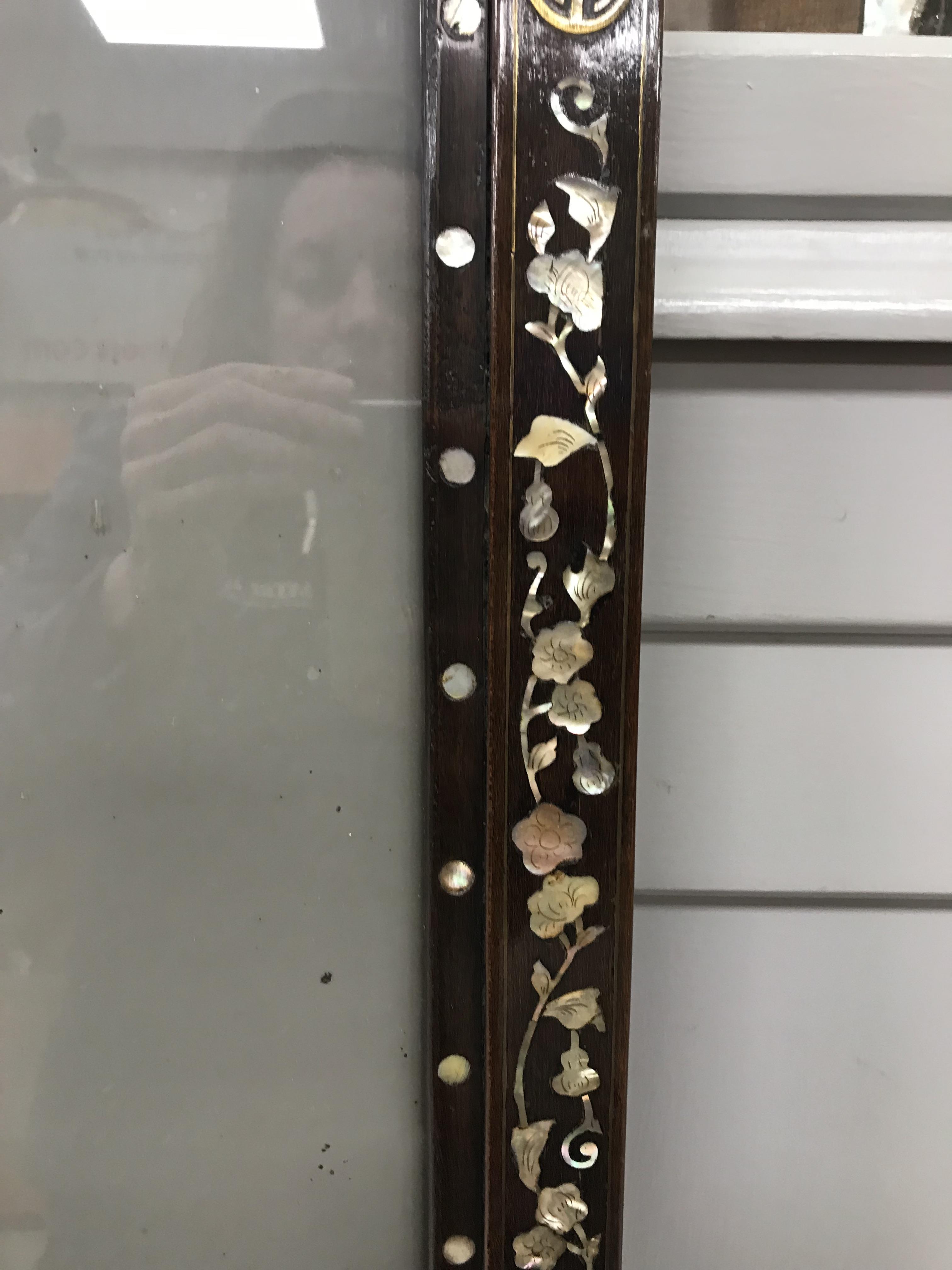 A pair of 19th Century mother of pearl inlaid hardwood Chinese frames CONDITION REPORTS - Image 45 of 60