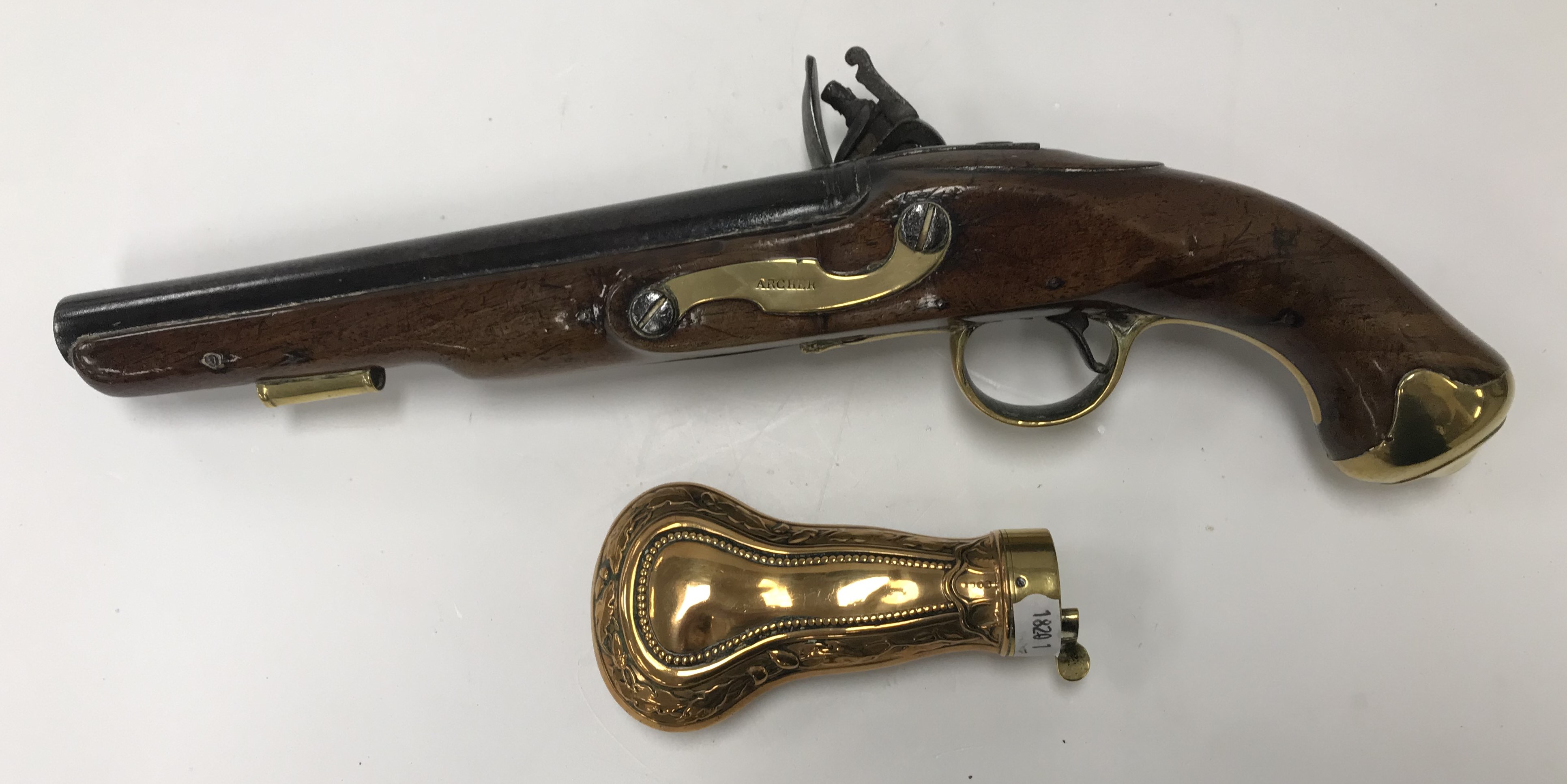 A George III flintlock pistol with straight grained walnut woodwork, - Image 3 of 39