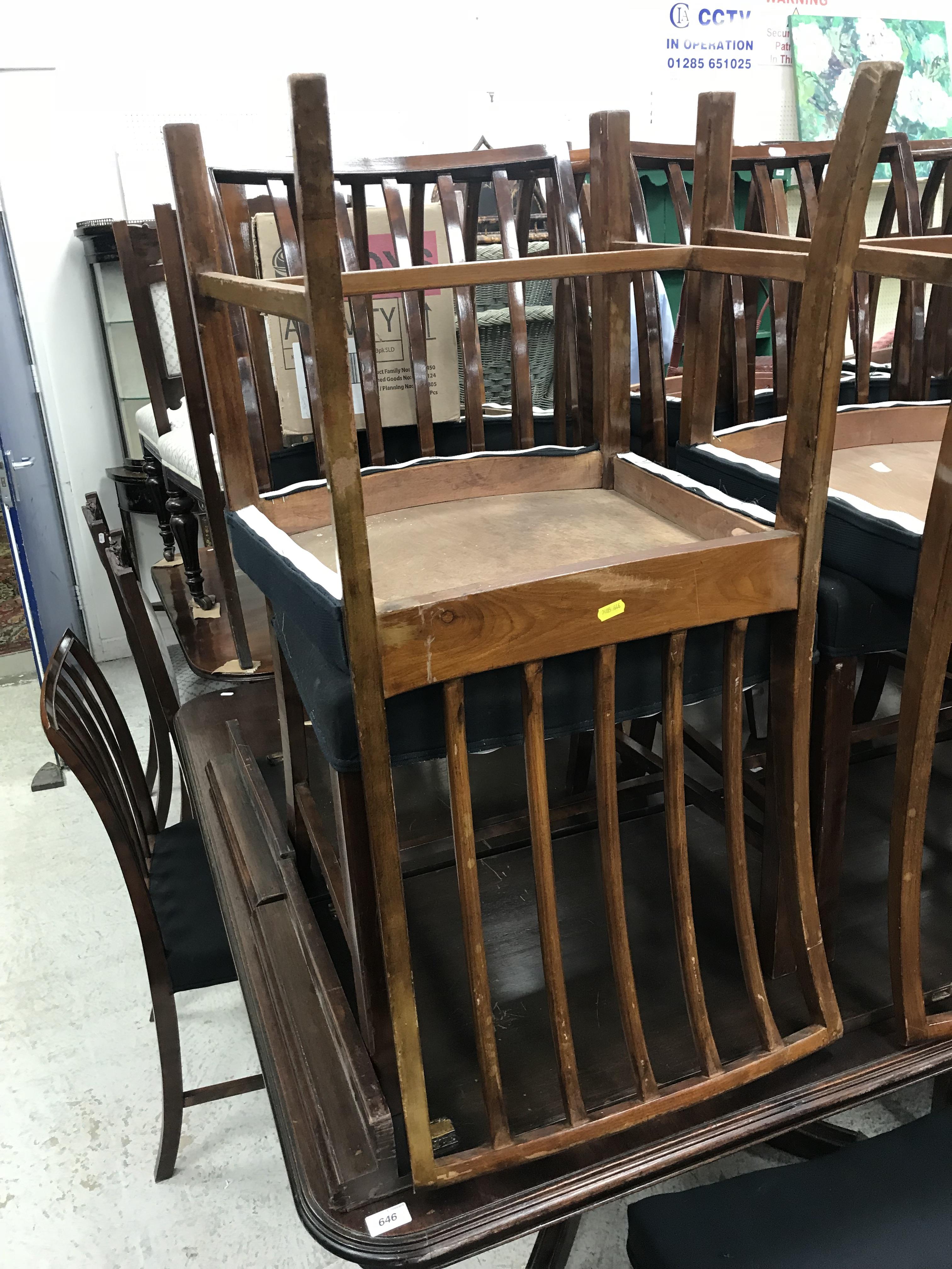 A modern mahogany triple pillar dining or board room table in the Georgian style on splayed - Image 39 of 40