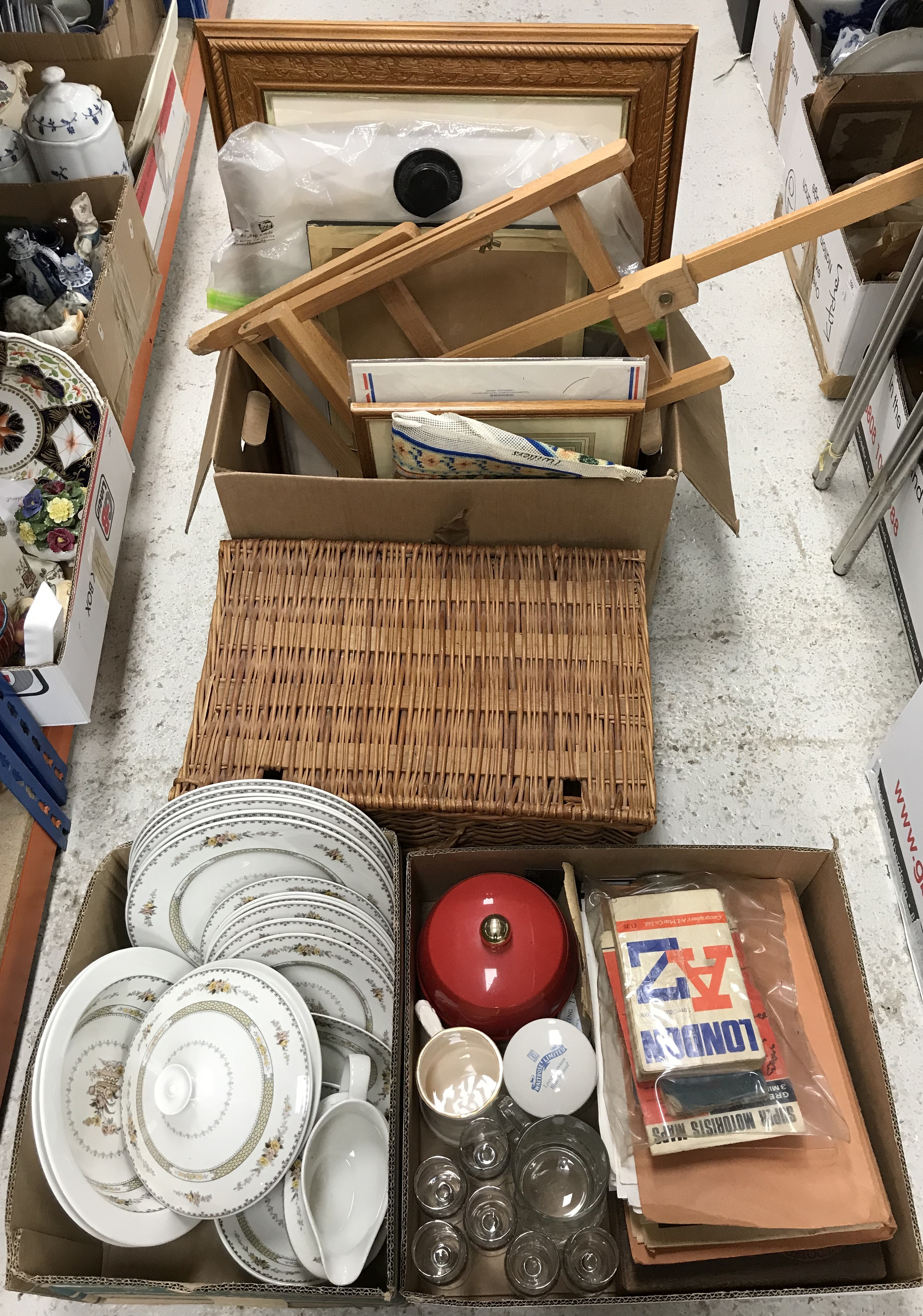 Two boxes of sundry china and glass to include Royal Doulton Hamilton part dinner service together