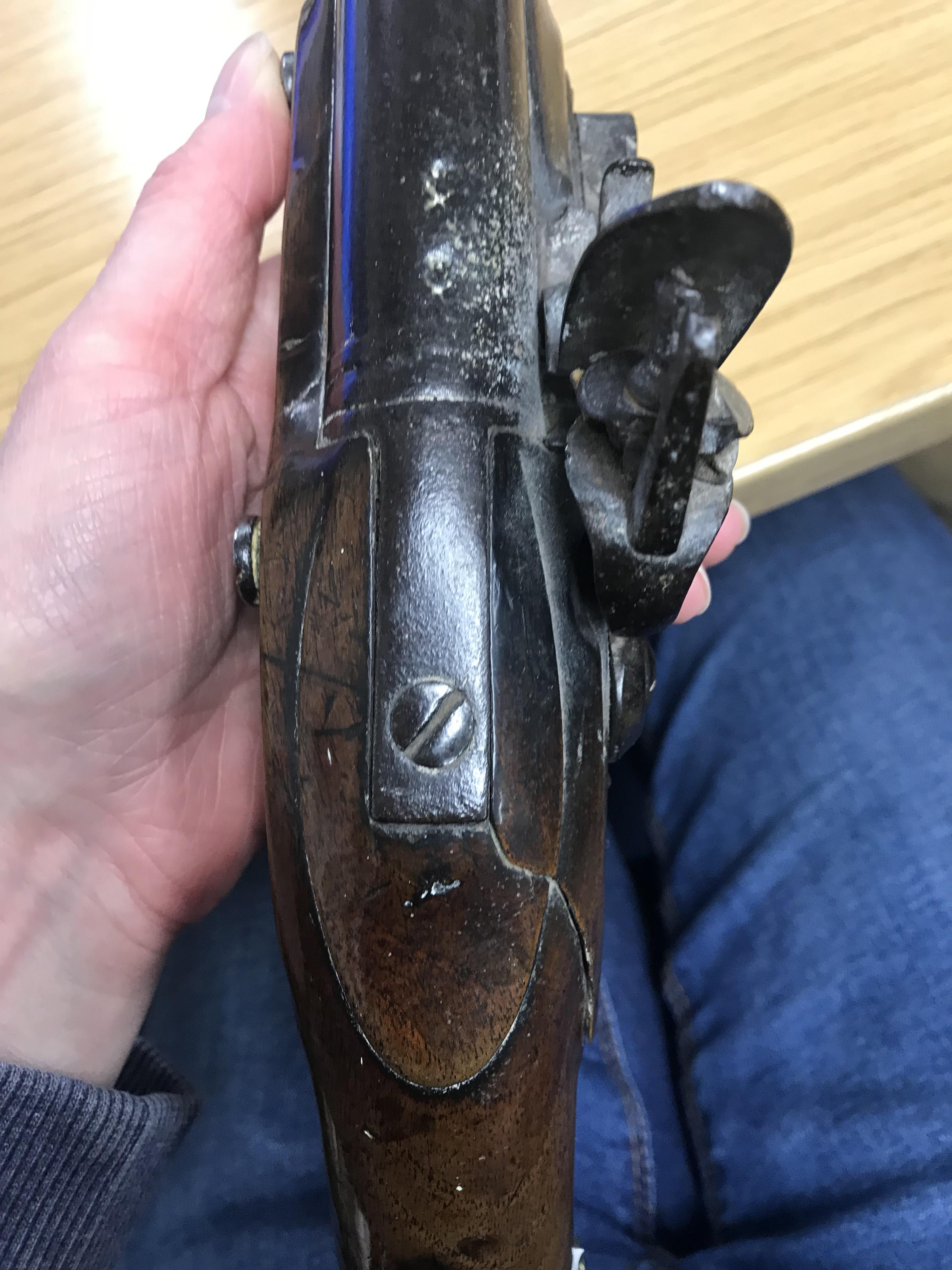 A George III flintlock pistol with straight grained walnut woodwork, - Image 19 of 39