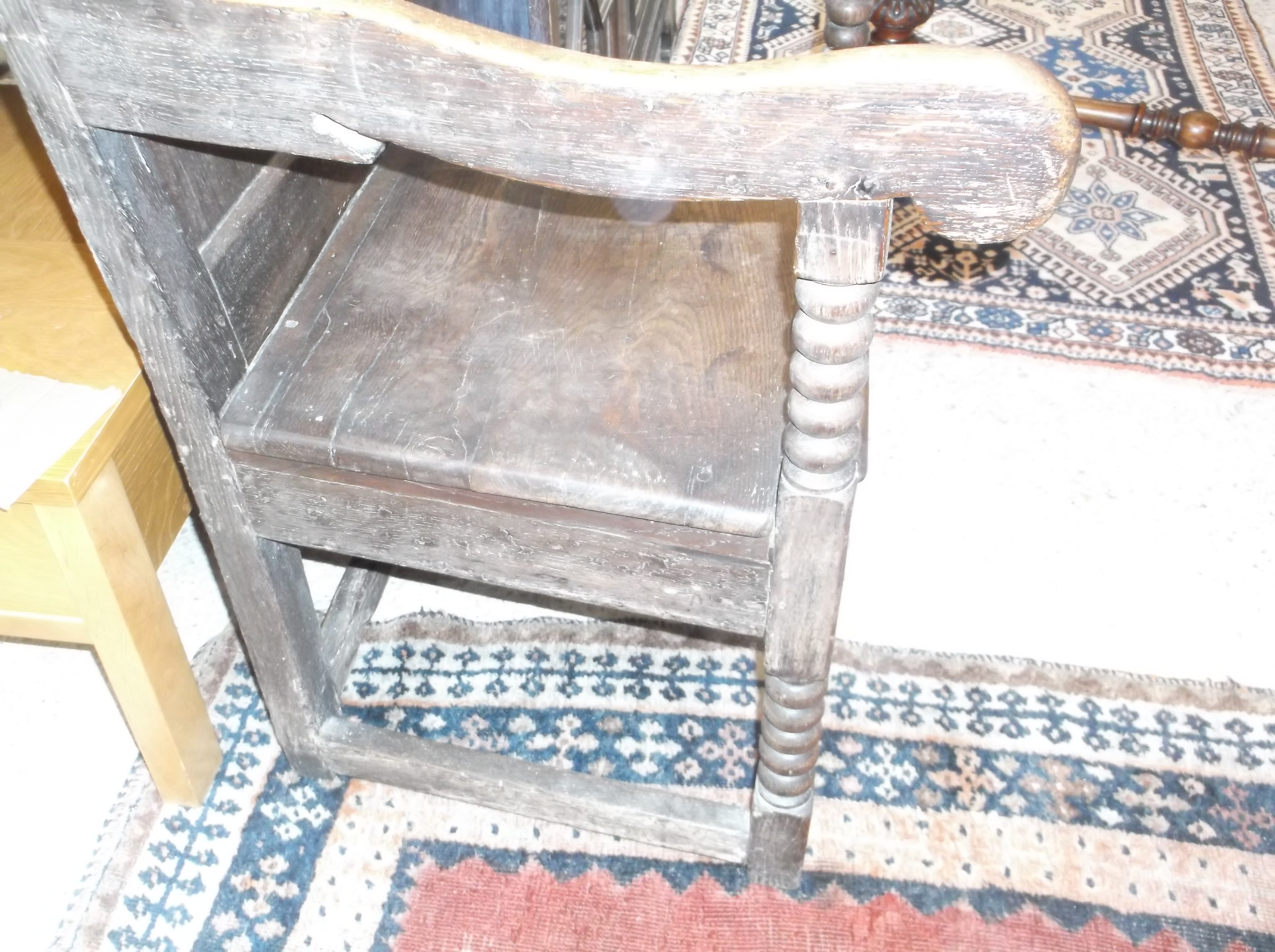 An18th Century and later oak hall chair, - Bild 7 aus 15