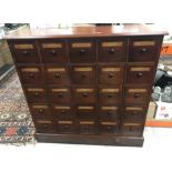 A mahogany chemist's or pharmaceutical chest,