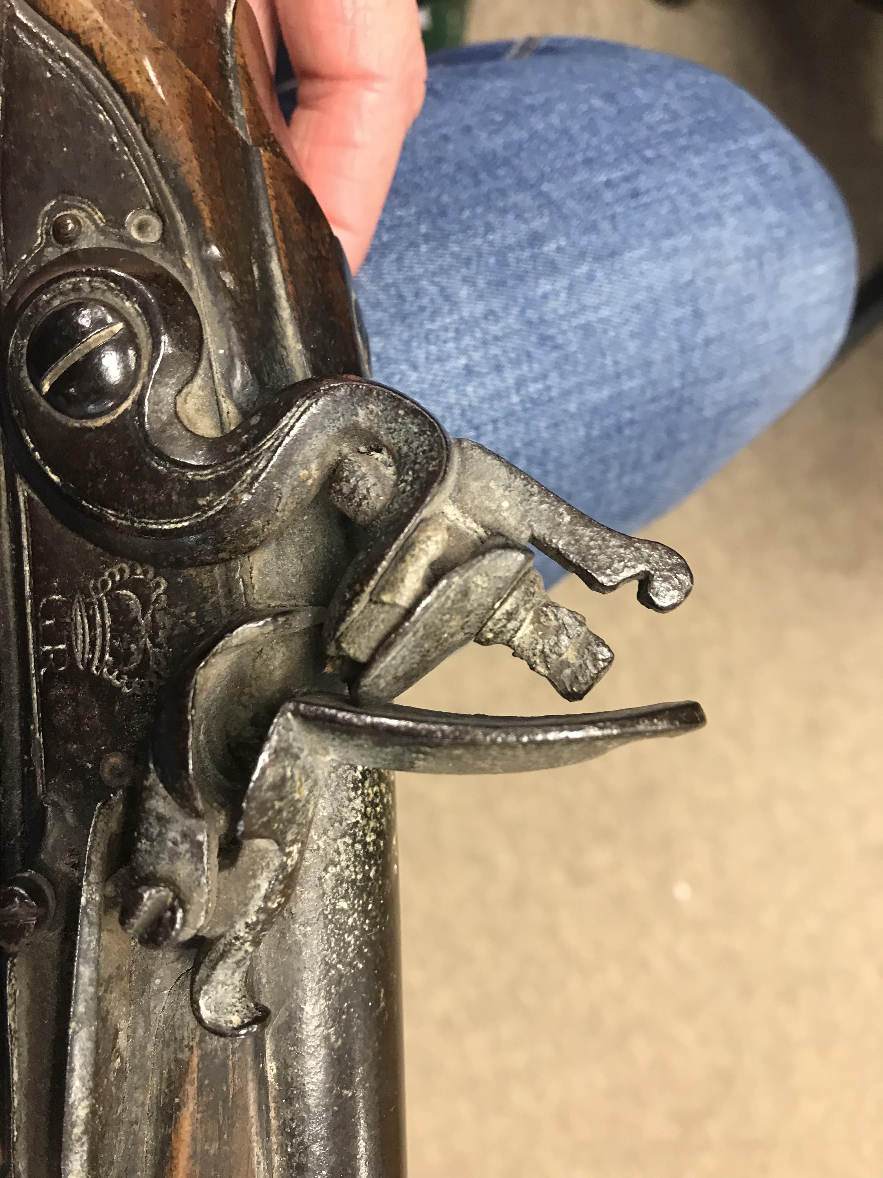 A George III flintlock pistol with straight grained walnut woodwork, - Image 14 of 39