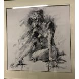 AFTER JOANNE BOON "Figurative study I", nude study, black and white print,