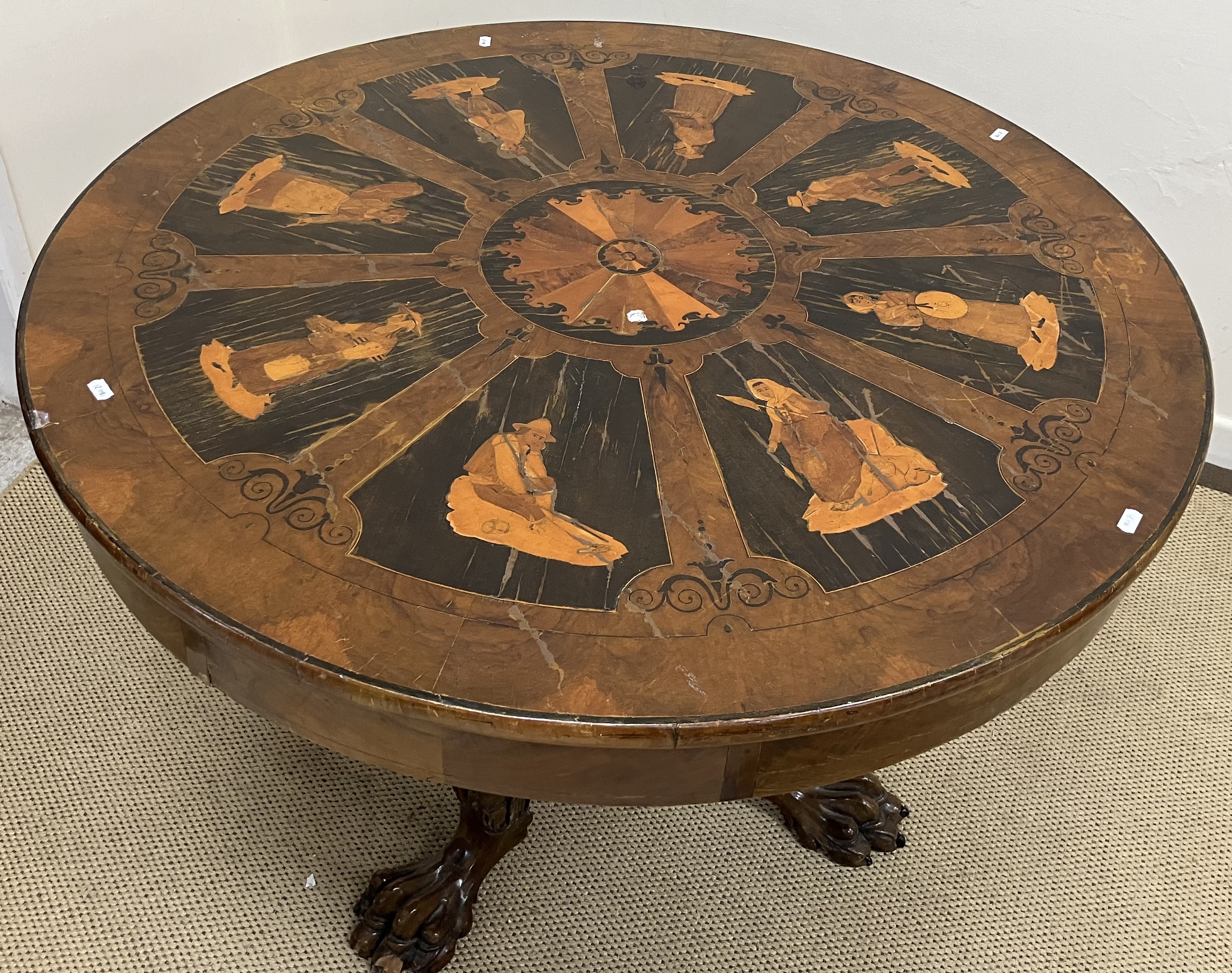 A Sorrento walnut and marquetry inlaid centre table, - Bild 2 aus 3