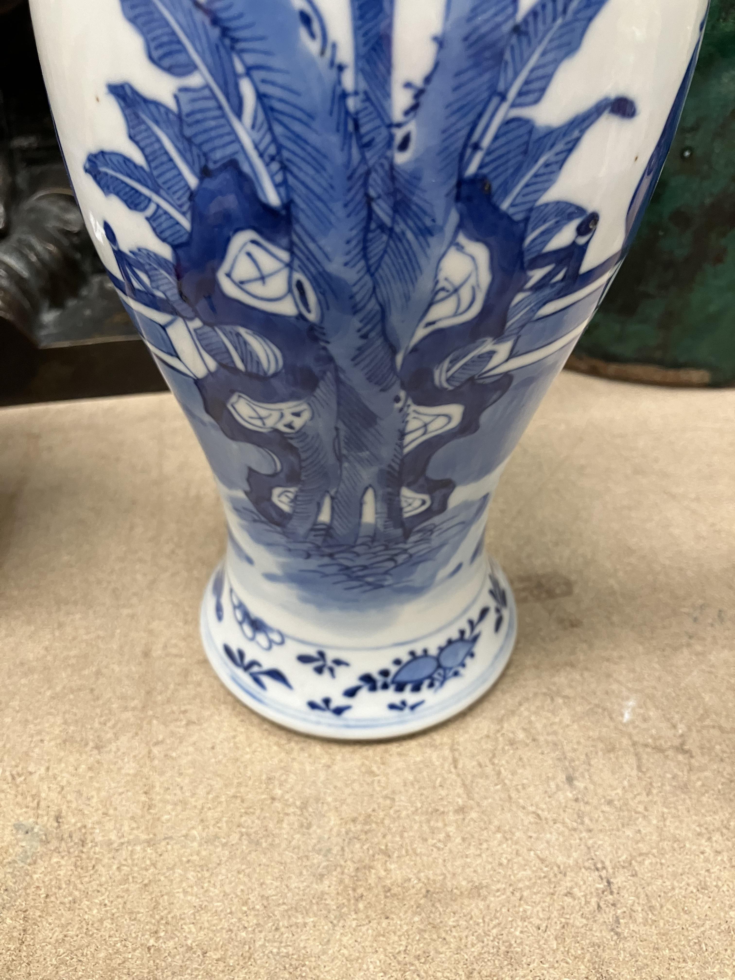 A pair of 19th Century Chinese blue and white baluster shaped vases and covers, - Image 28 of 54