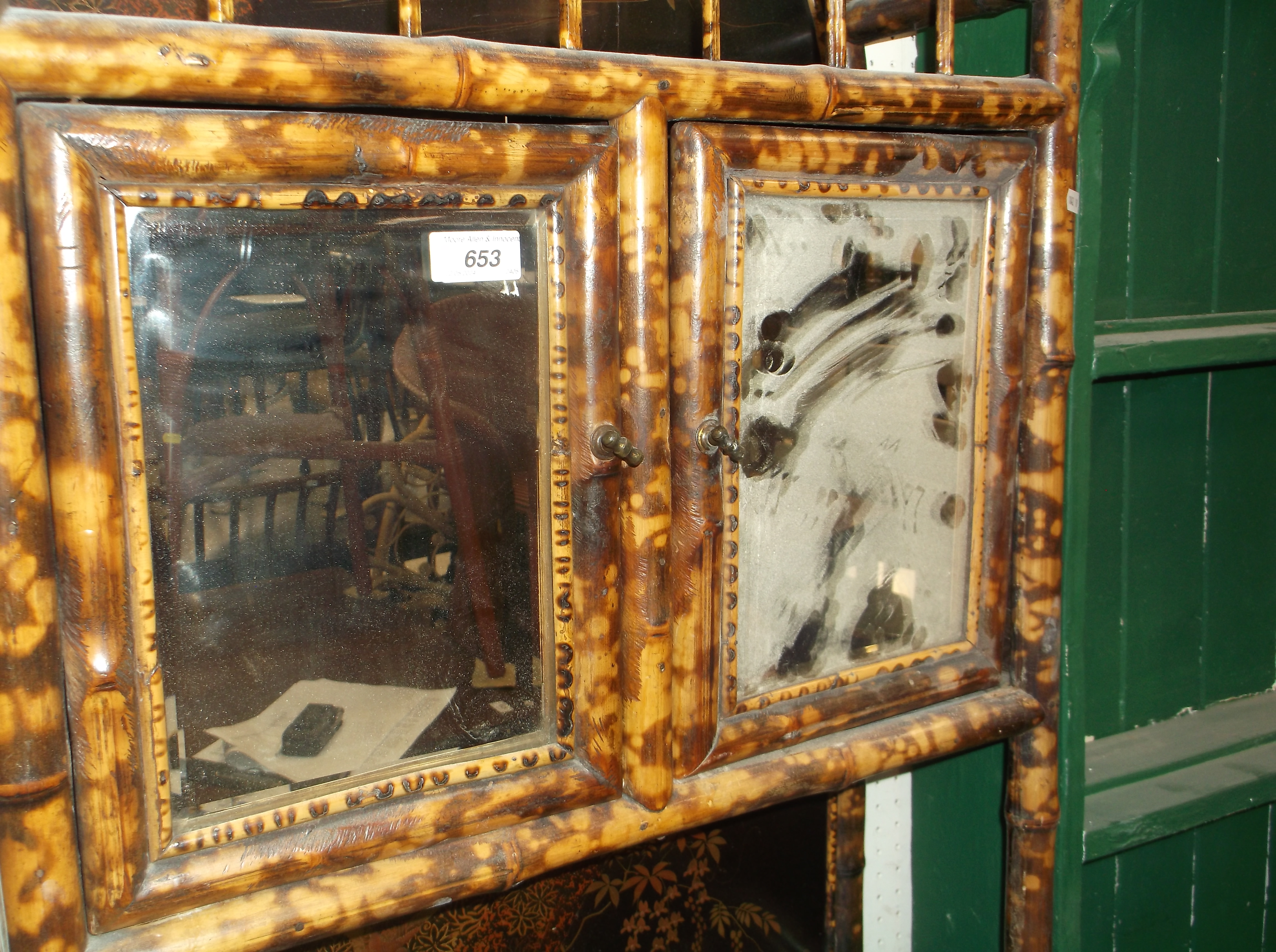 A Victorian bamboo framed side cabinet in the Aesthetic taste with black lacquered and Japanned - Image 19 of 20