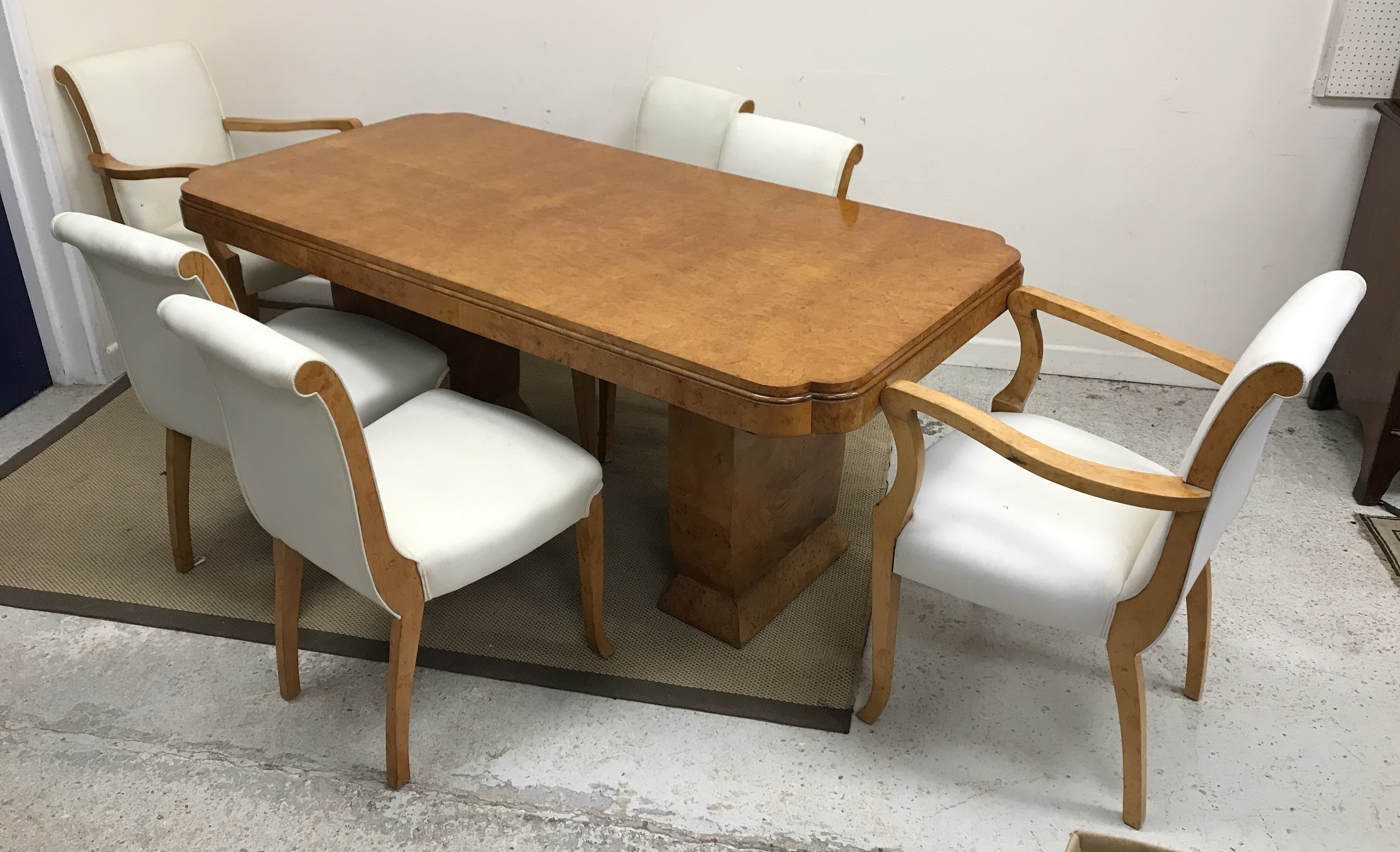 A 1930s Art Deco burr maple veneered dining table attributed to Harry and Lou Epstein, - Image 2 of 5