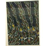 20TH CENTURY CHINESE SCHOOL "Fishermen in boats in a river / sea full of fish", gouache,