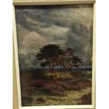 20TH CENTURY ENGLISH SCHOOL “Heathlands with trees mid ground” oil on board, unsigned 23.