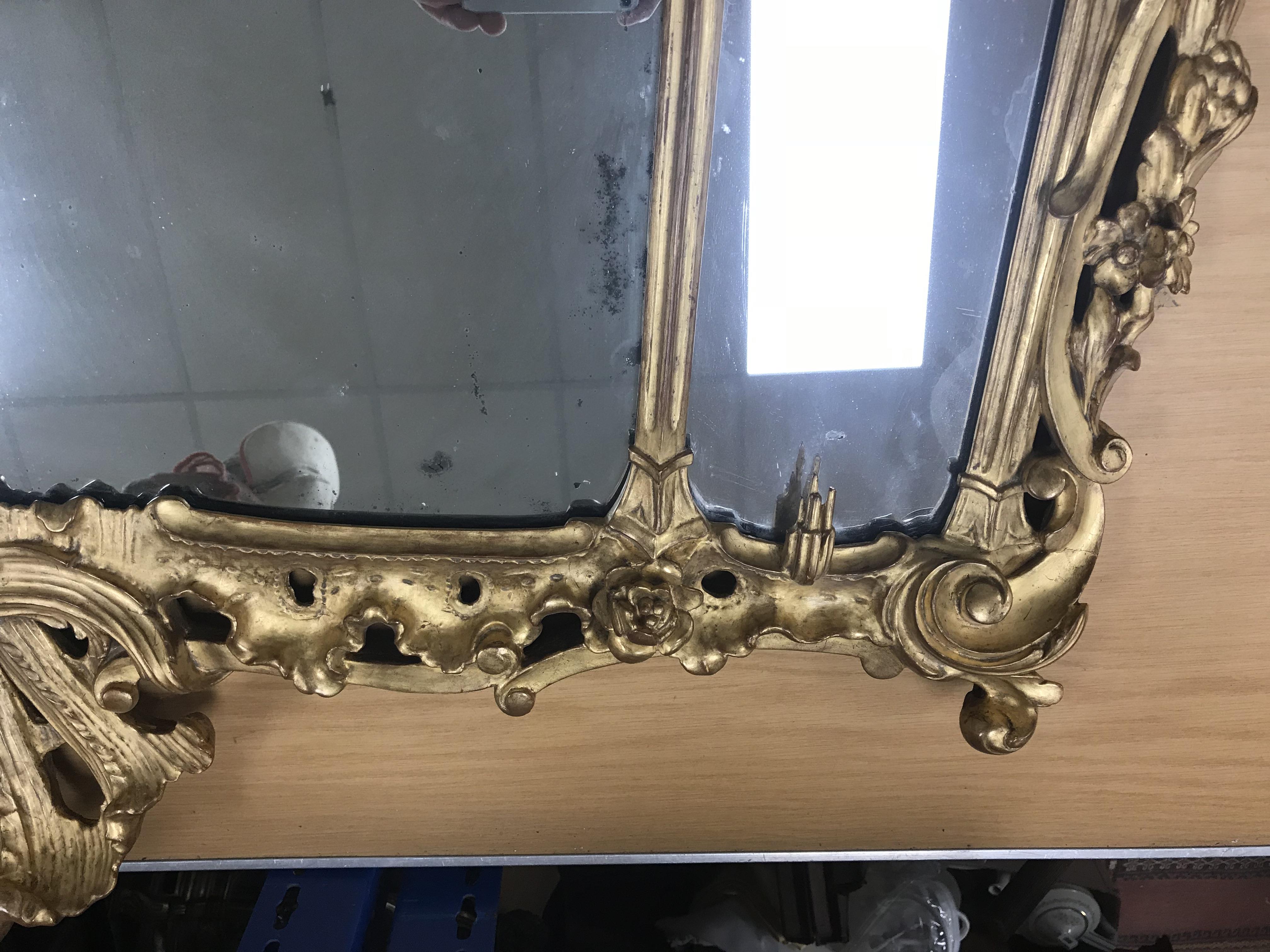 An 18th Century French carved giltwood and gesso framed over mantel mirror with pierced foliate - Image 14 of 23