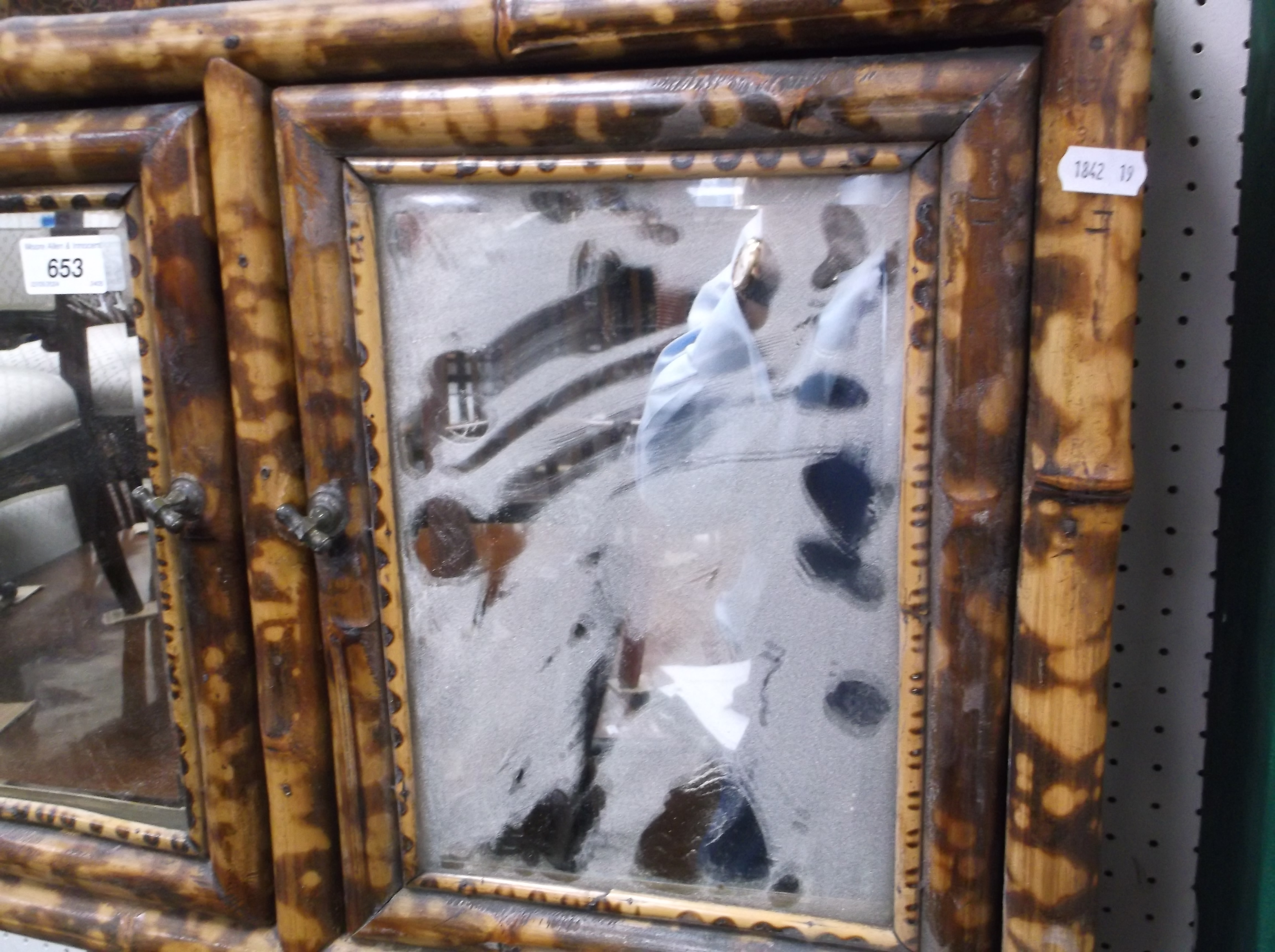 A Victorian bamboo framed side cabinet in the Aesthetic taste with black lacquered and Japanned - Image 18 of 20