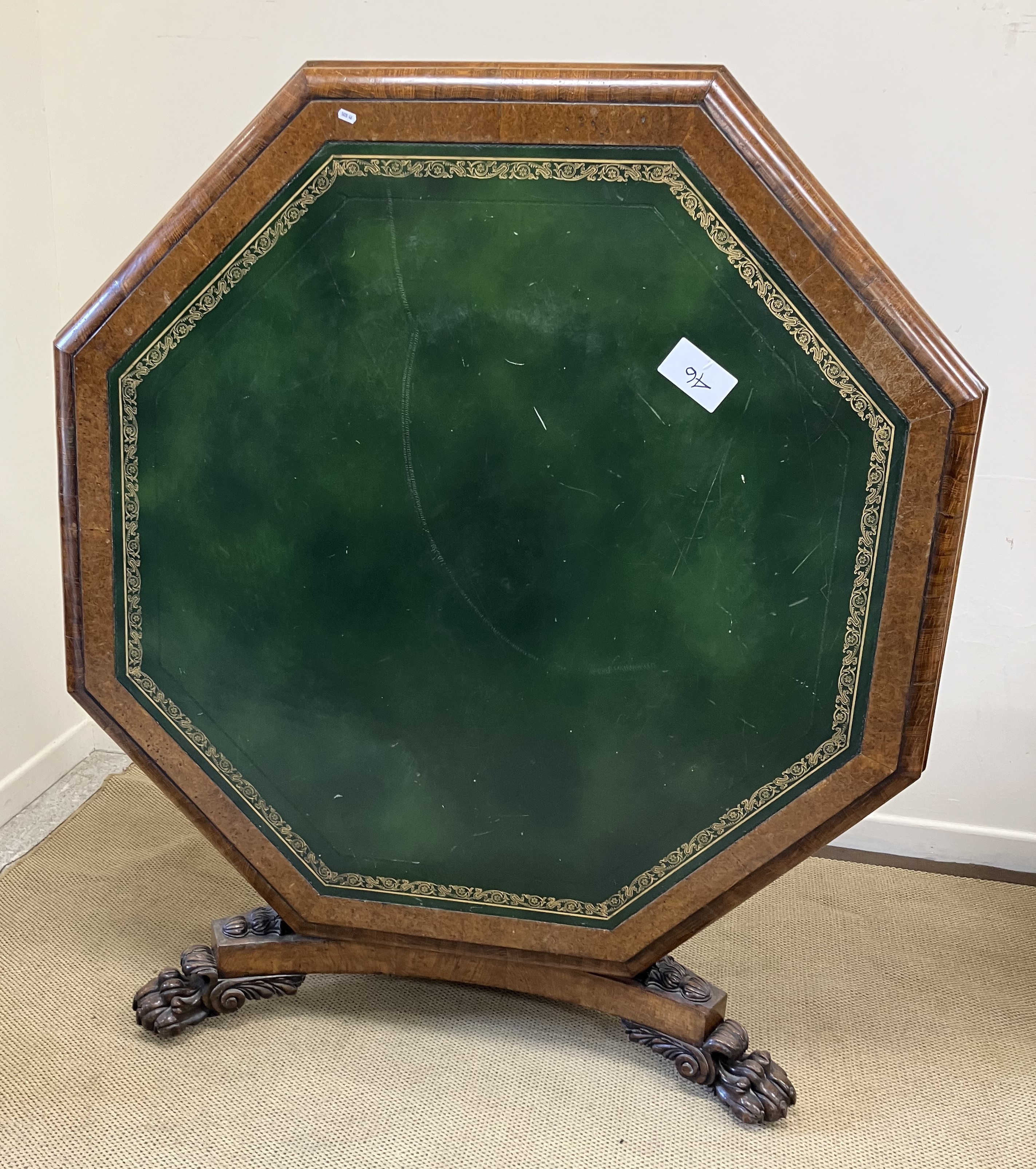 A 19th Century oak and burr oak cross-banded library table, - Image 3 of 6