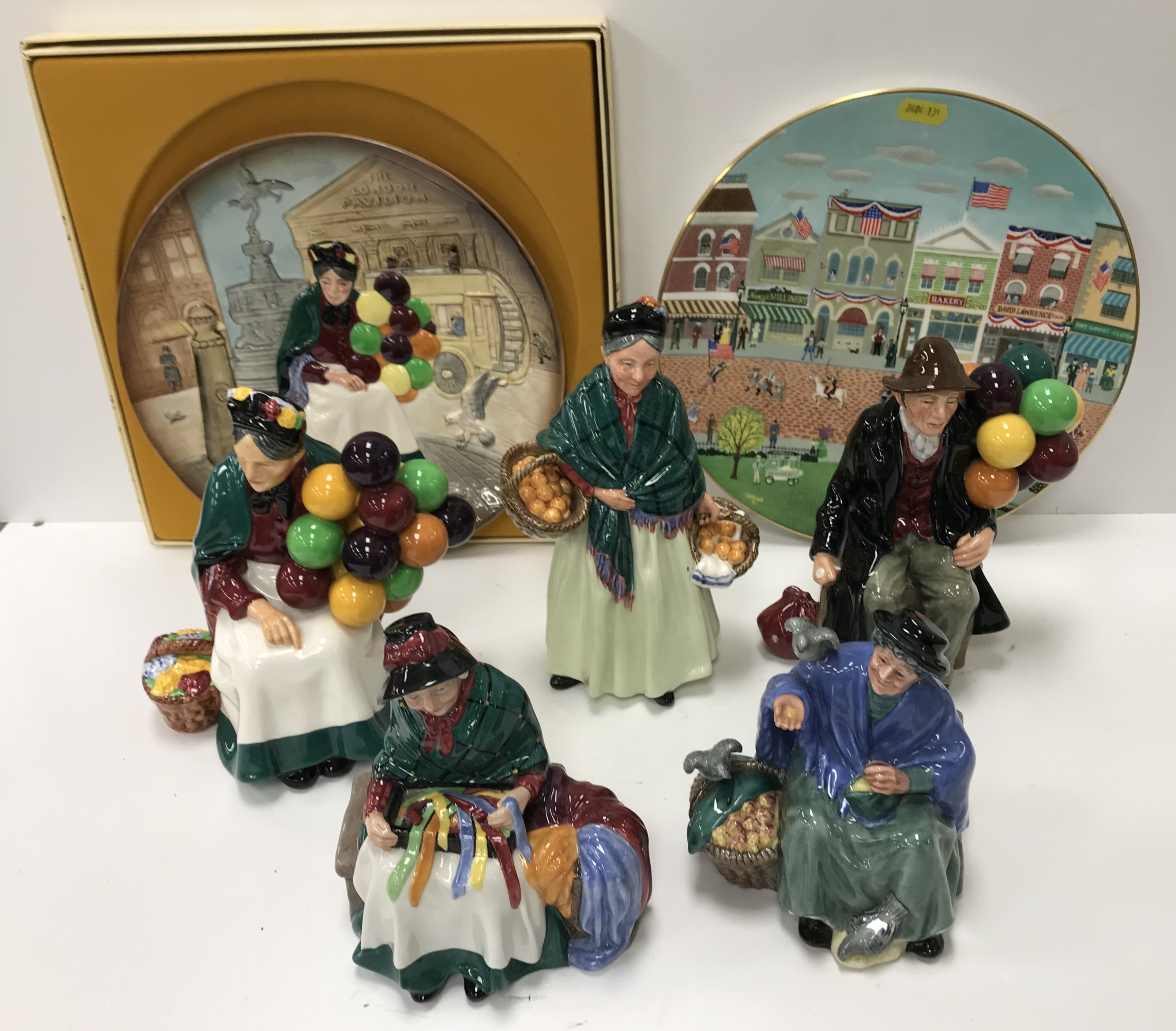 A Royal Doulton character plate "The Old Balloon Seller" (D6649) together with another Doulton