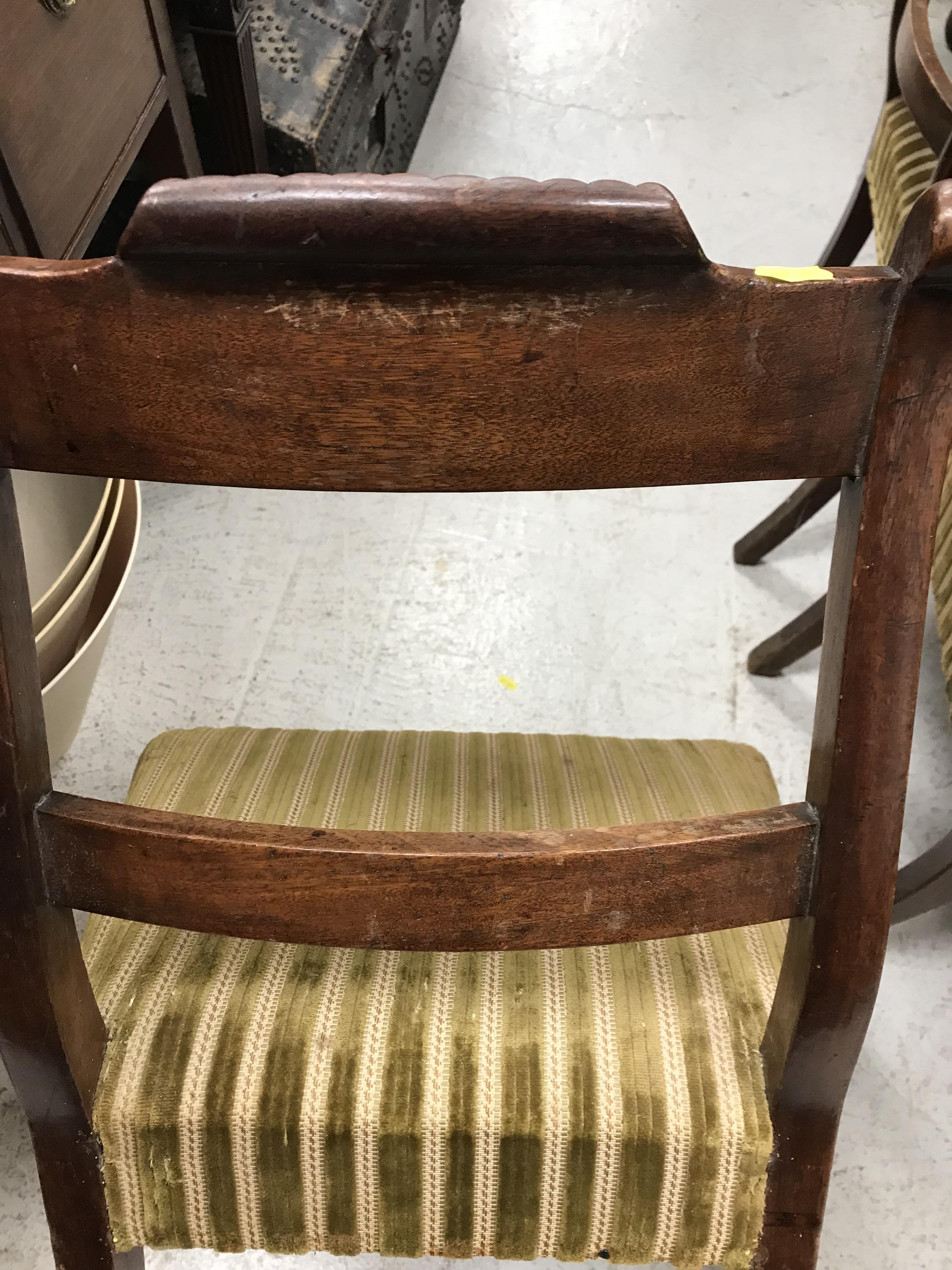 A set of eight 19th Century mahogany bar back dining chairs with upholstered seats on turned and - Image 5 of 76