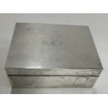 A mid 20th Century silver cigarette box, initalled to lid "LWG",