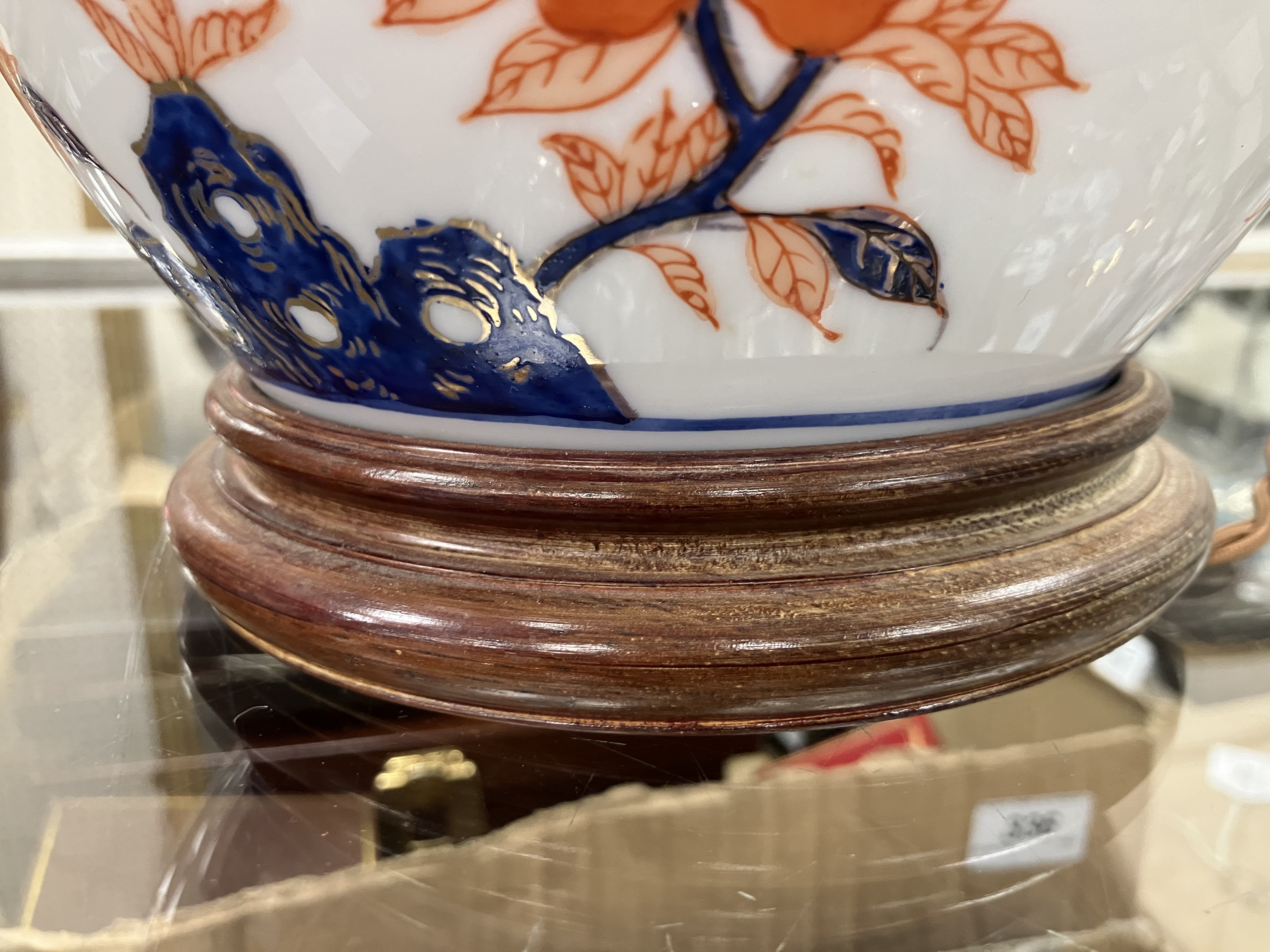 A pair of Japanese porcelain butterfly and flower decorated table lamps of ginger jar form in the - Image 18 of 32