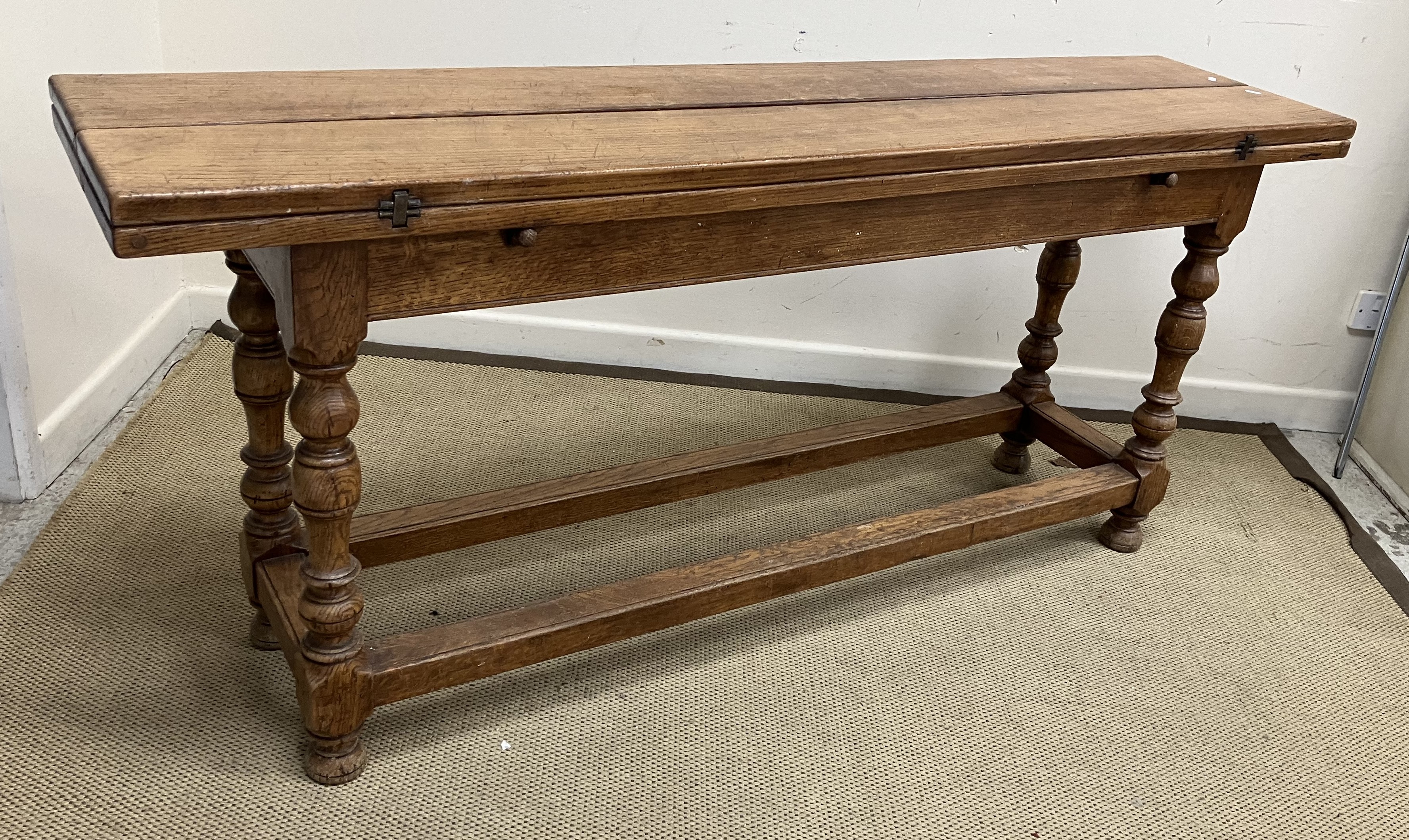 A modern oak dining table in the 17th Century manner, - Image 2 of 2