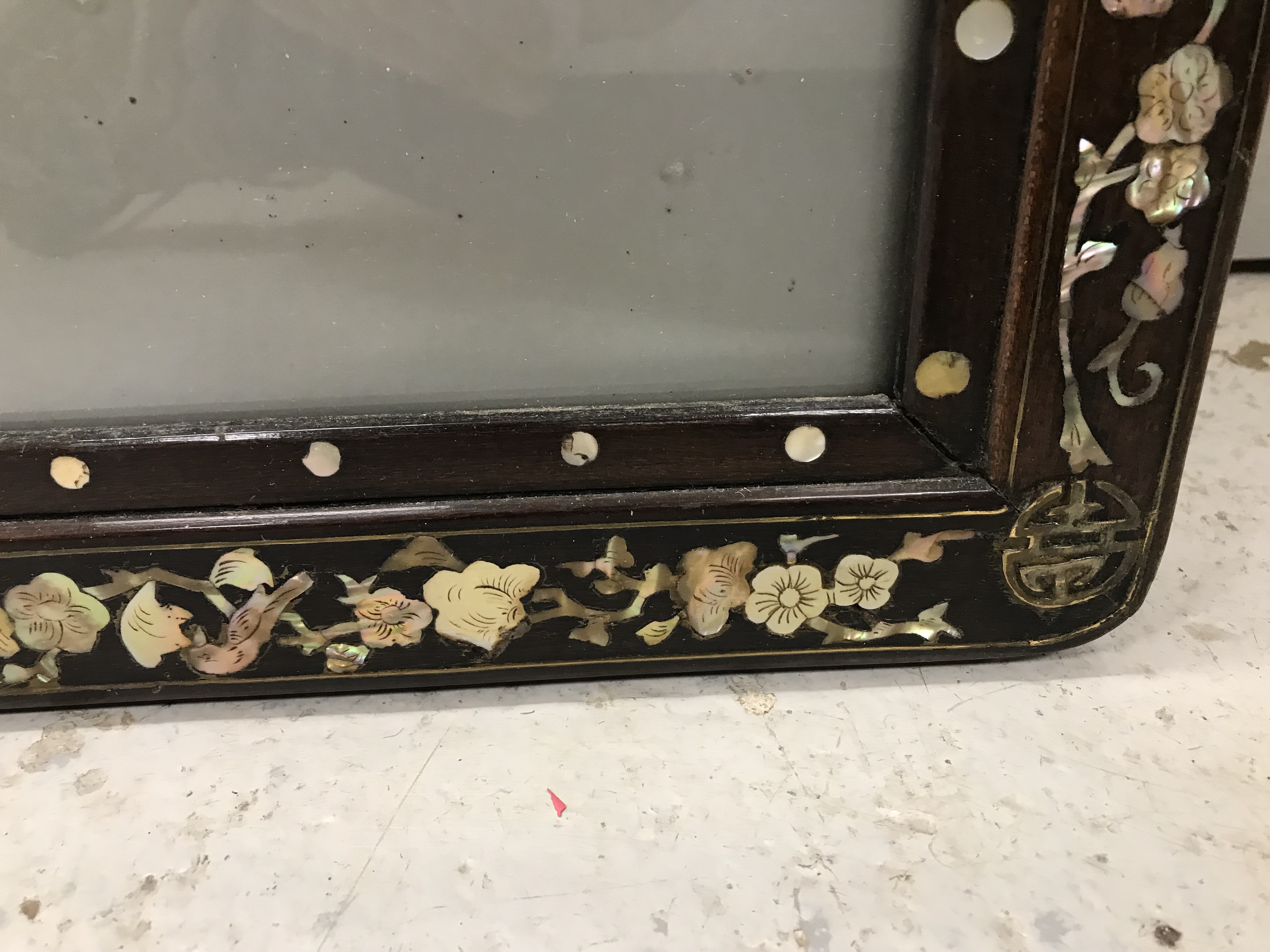 A pair of 19th Century mother of pearl inlaid hardwood Chinese frames CONDITION REPORTS - Image 41 of 60