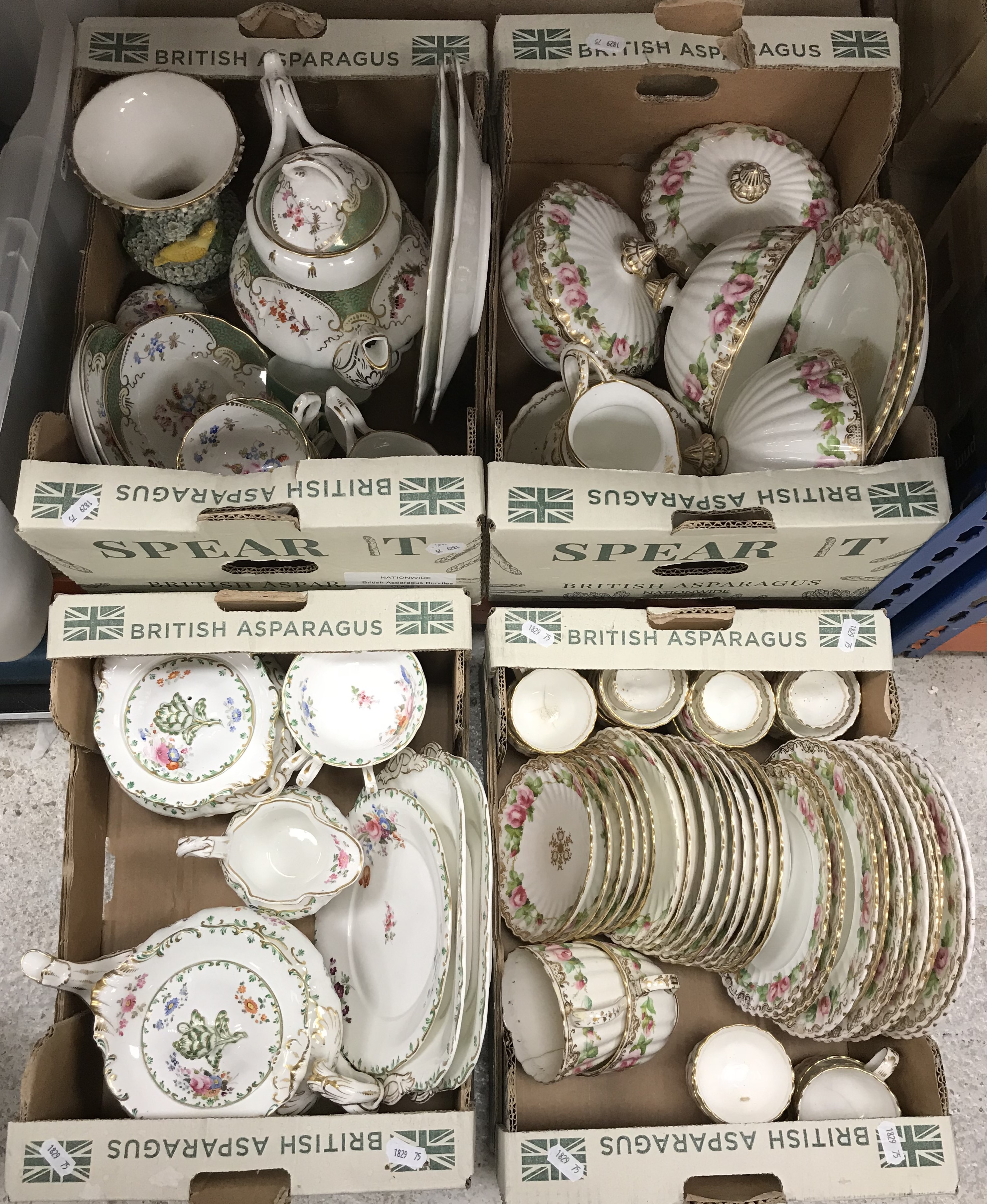 A large collection of china wares to include plates, saucers, teapots, etc.