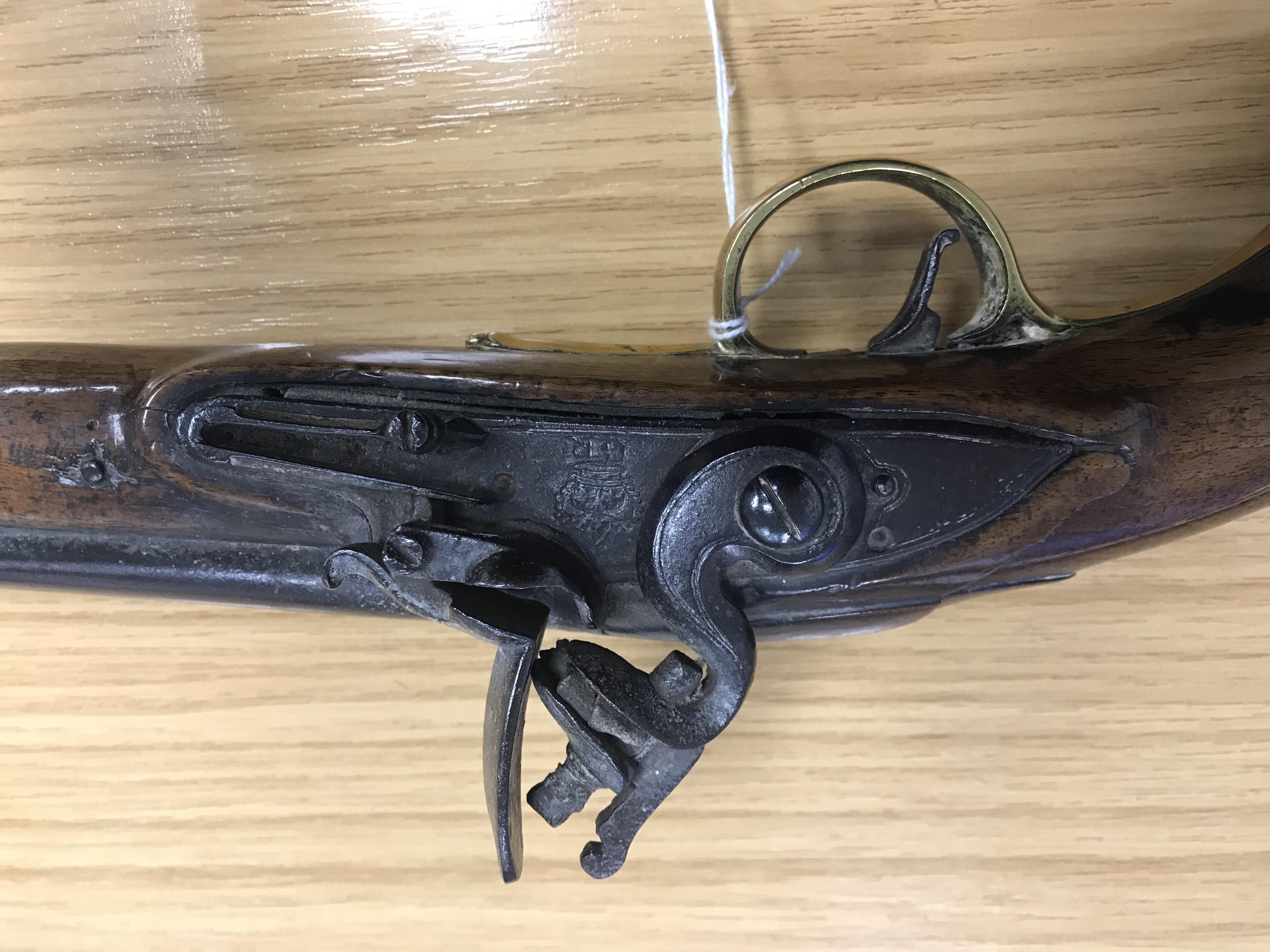 A George III flintlock pistol with straight grained walnut woodwork, - Image 37 of 39