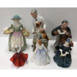 A collection of six Royal Doulton figurines including "The Professor" (HN2281),