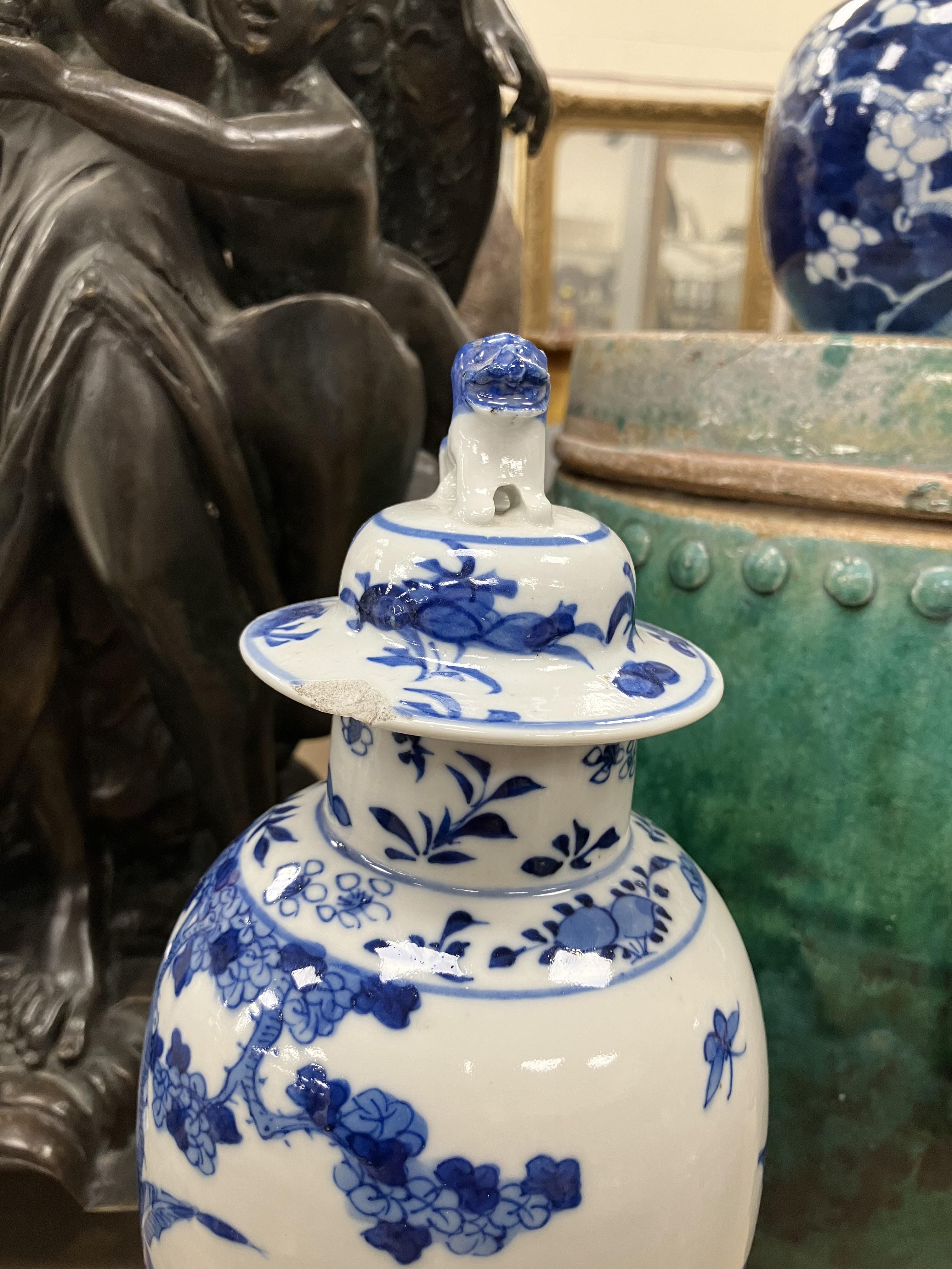 A pair of 19th Century Chinese blue and white baluster shaped vases and covers, - Image 27 of 54