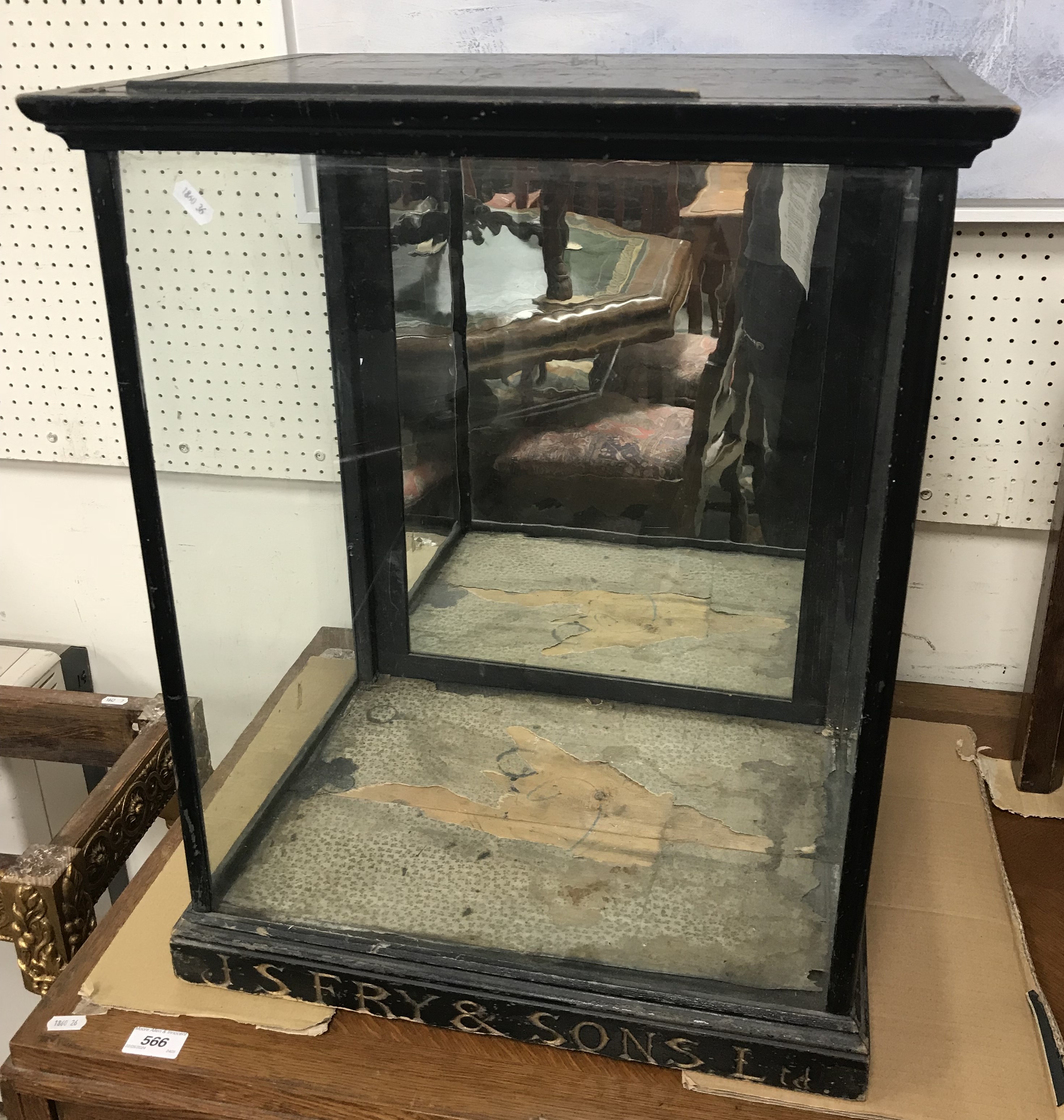 A late Victorian ebonised table top shop display cabinet for J S Fry & Sons Ltd,