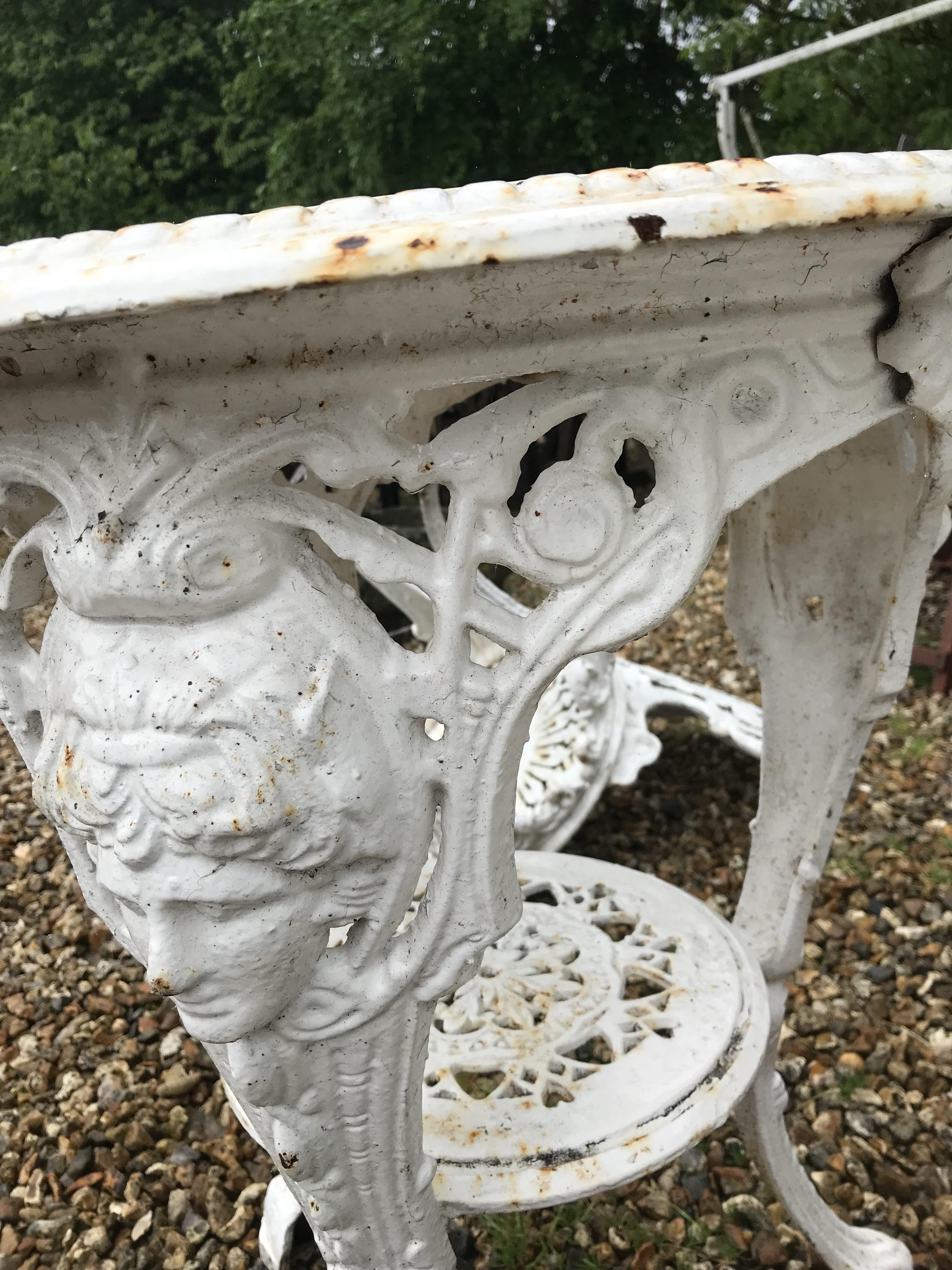 A cast iron Britannia style garden table and two chairs CONDITION REPORTS cRust is - Image 11 of 52