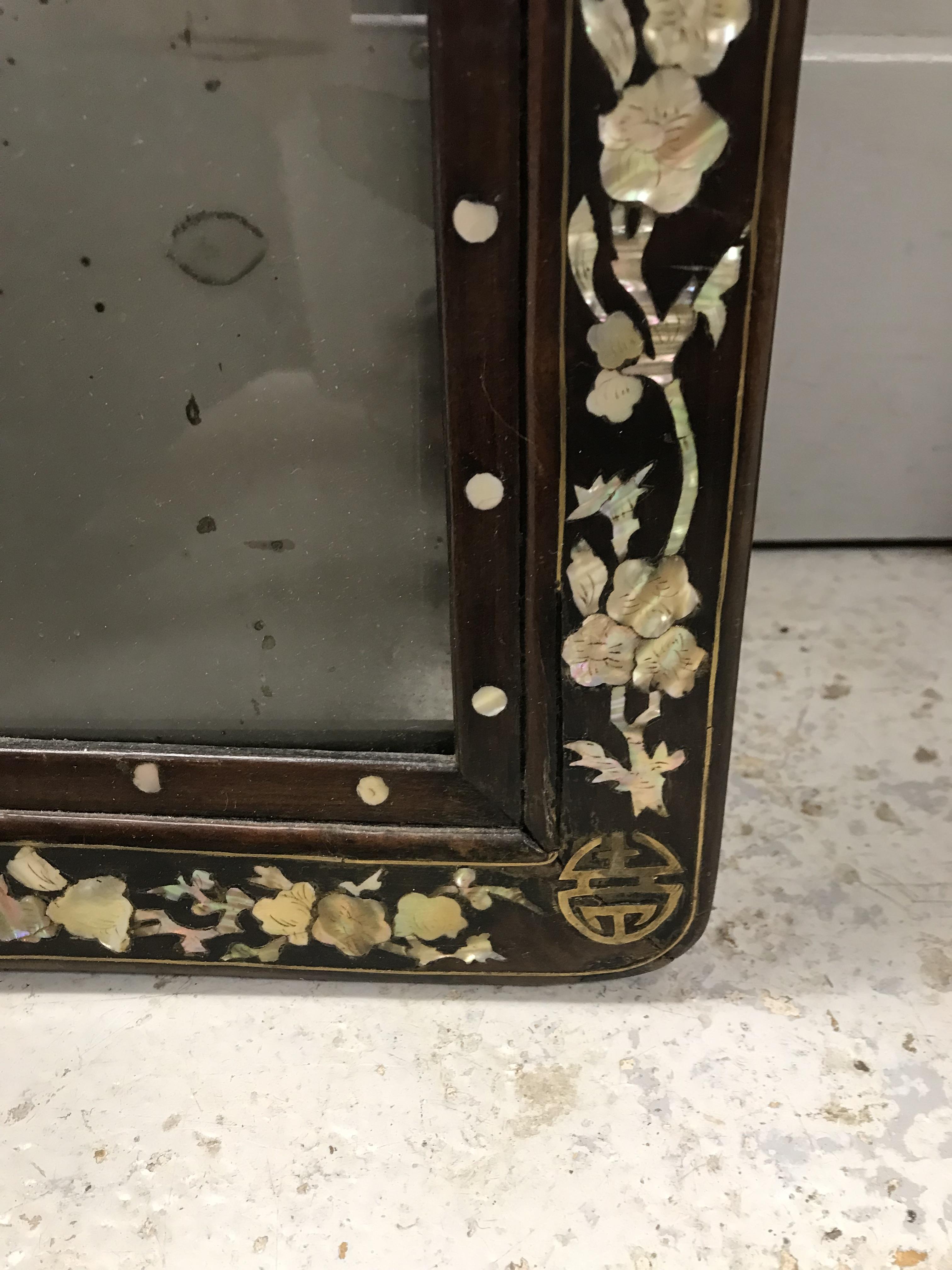 A pair of 19th Century mother of pearl inlaid hardwood Chinese frames CONDITION REPORTS - Image 21 of 60