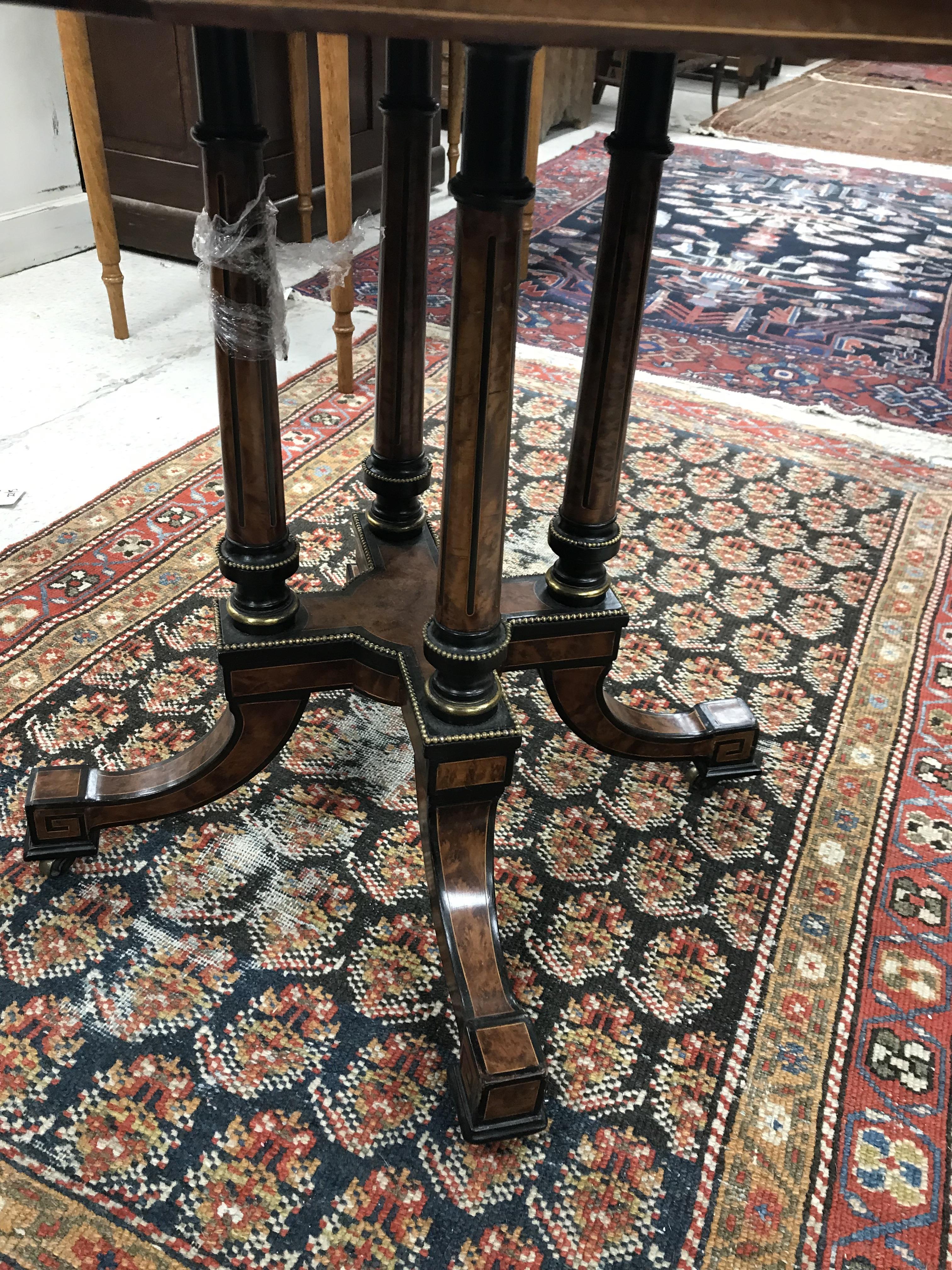 A Victorian amboyna and ebonised centre table, - Image 13 of 34