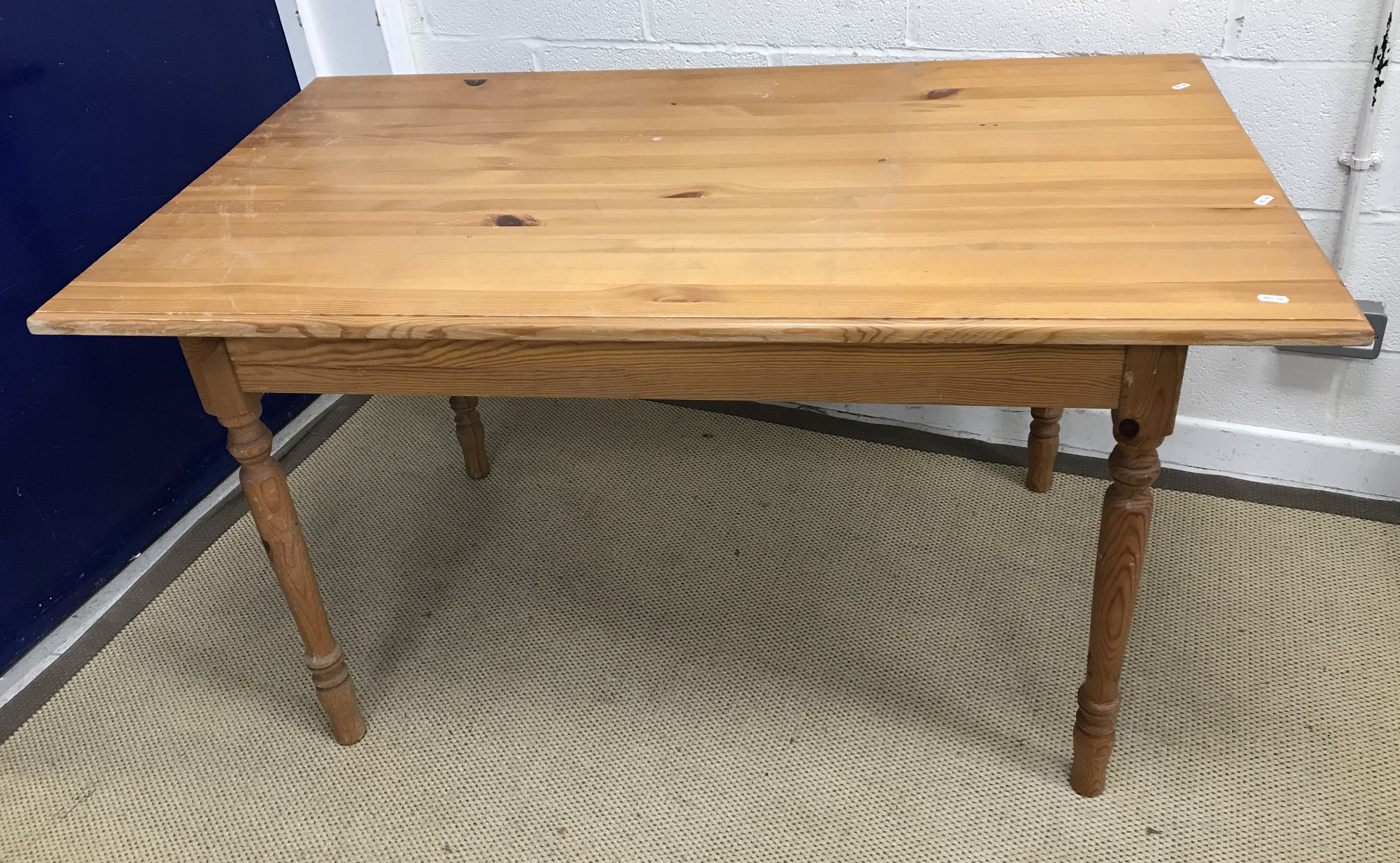 A 19th Century pine slim side table on turned legs united by stretchers, - Image 8 of 9