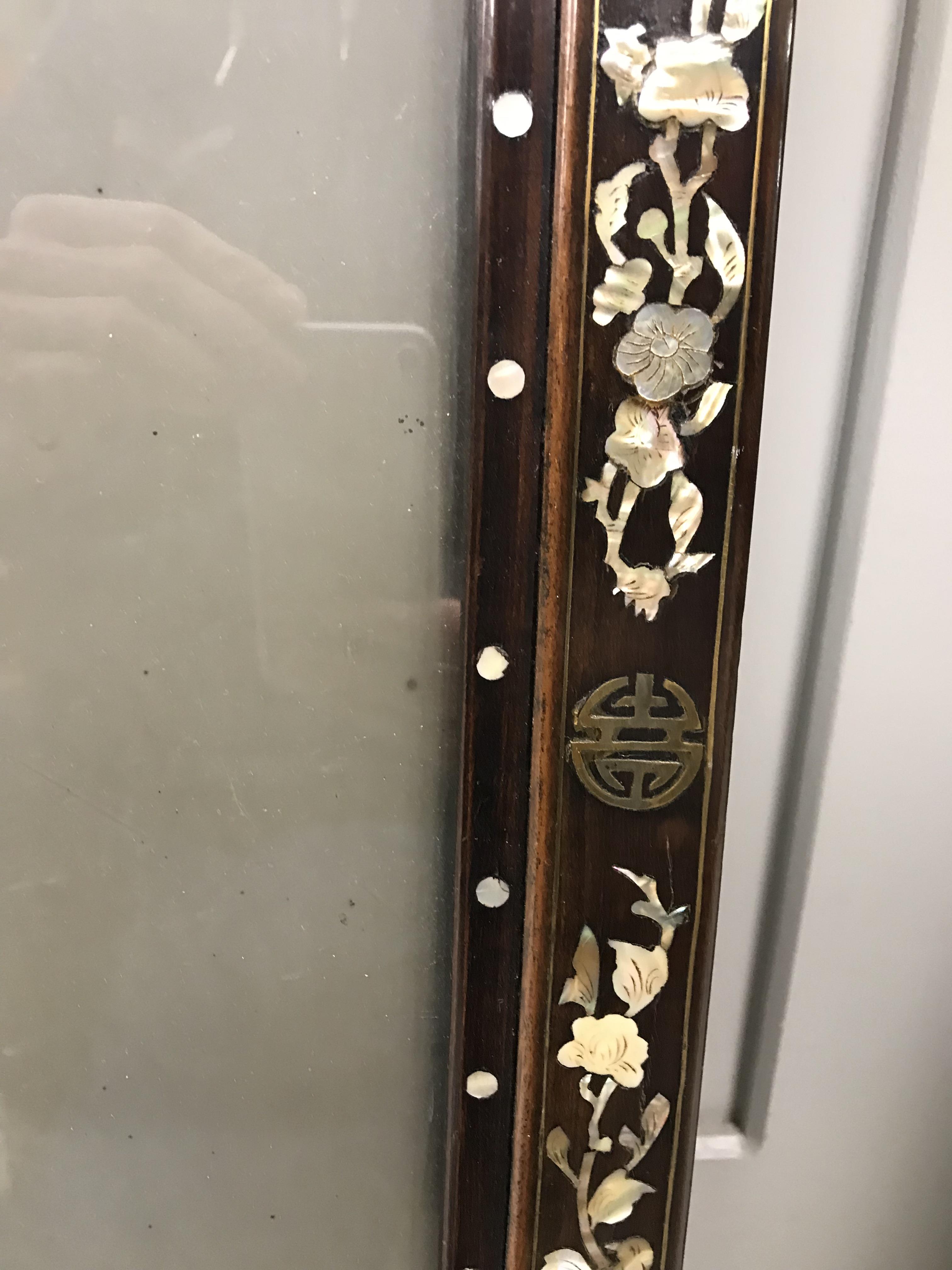 A pair of 19th Century mother of pearl inlaid hardwood Chinese frames CONDITION REPORTS - Image 24 of 60