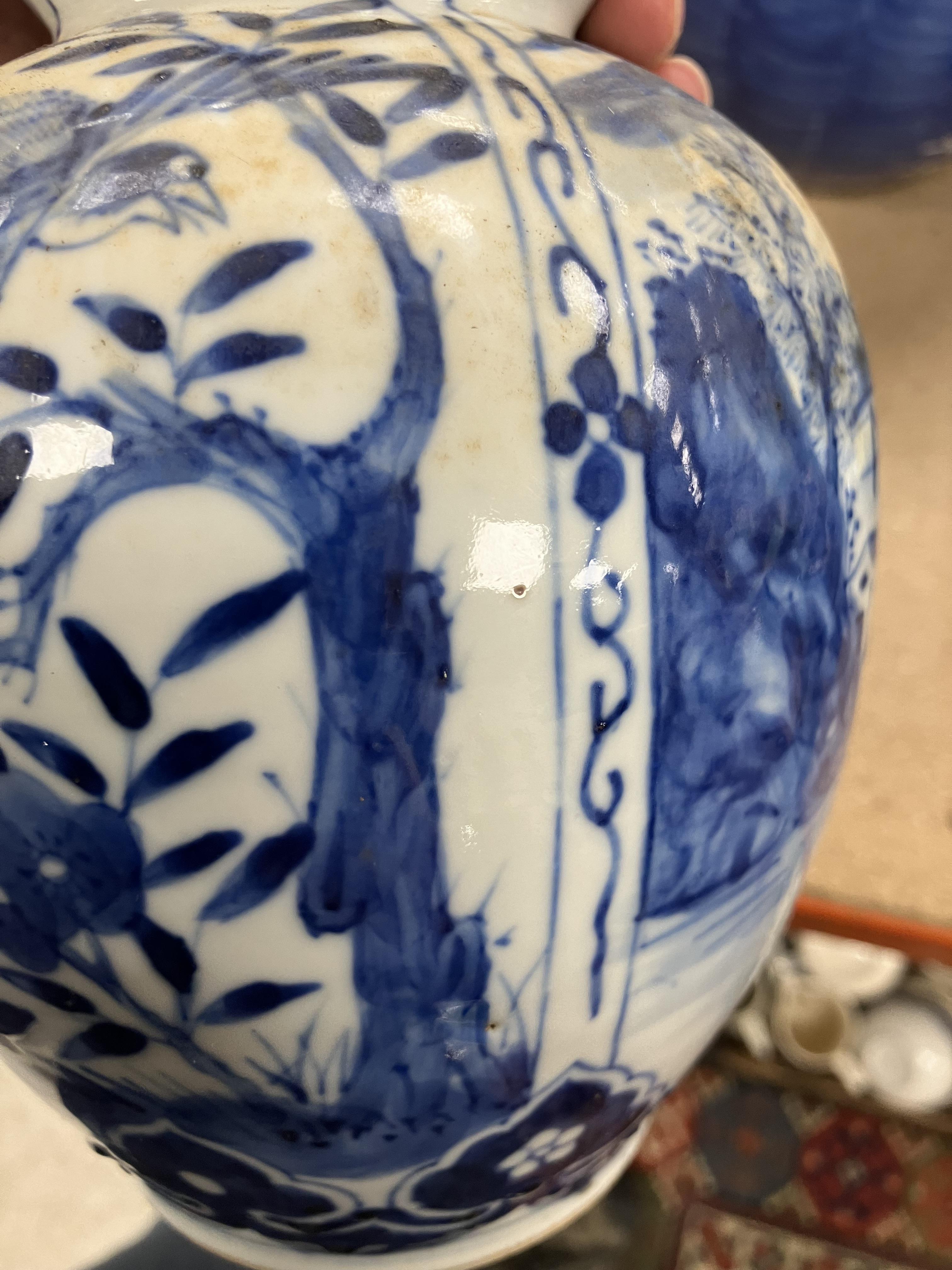 A Chinese blue and white double gourd shaped vase decorated with panels of figures in watery - Image 9 of 26