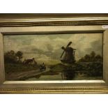 C H W LAIGHT “Windmill with horse and cart and pond in foreground”, oil on canvas,
