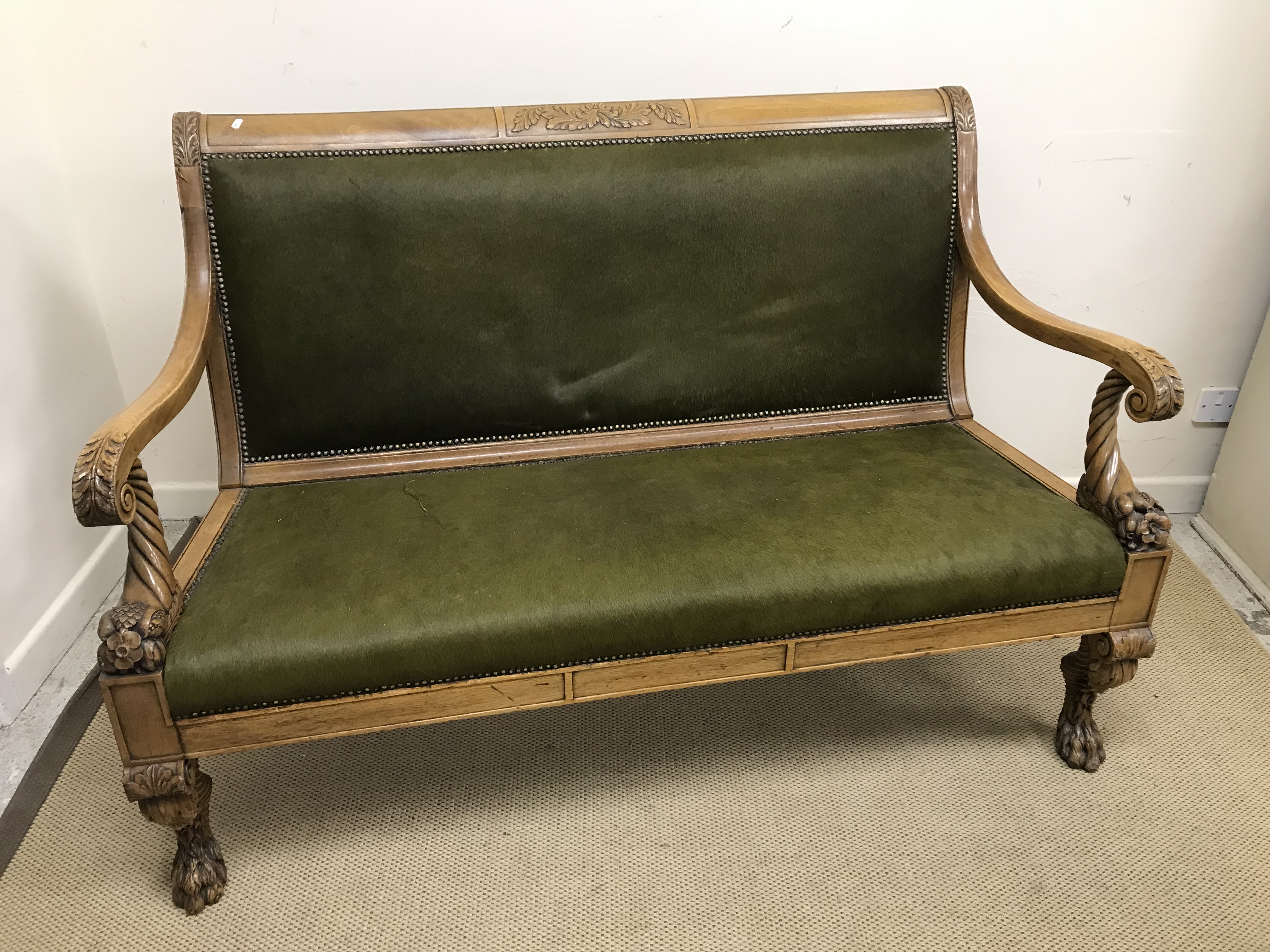 A 19th Century Continental walnut settee,