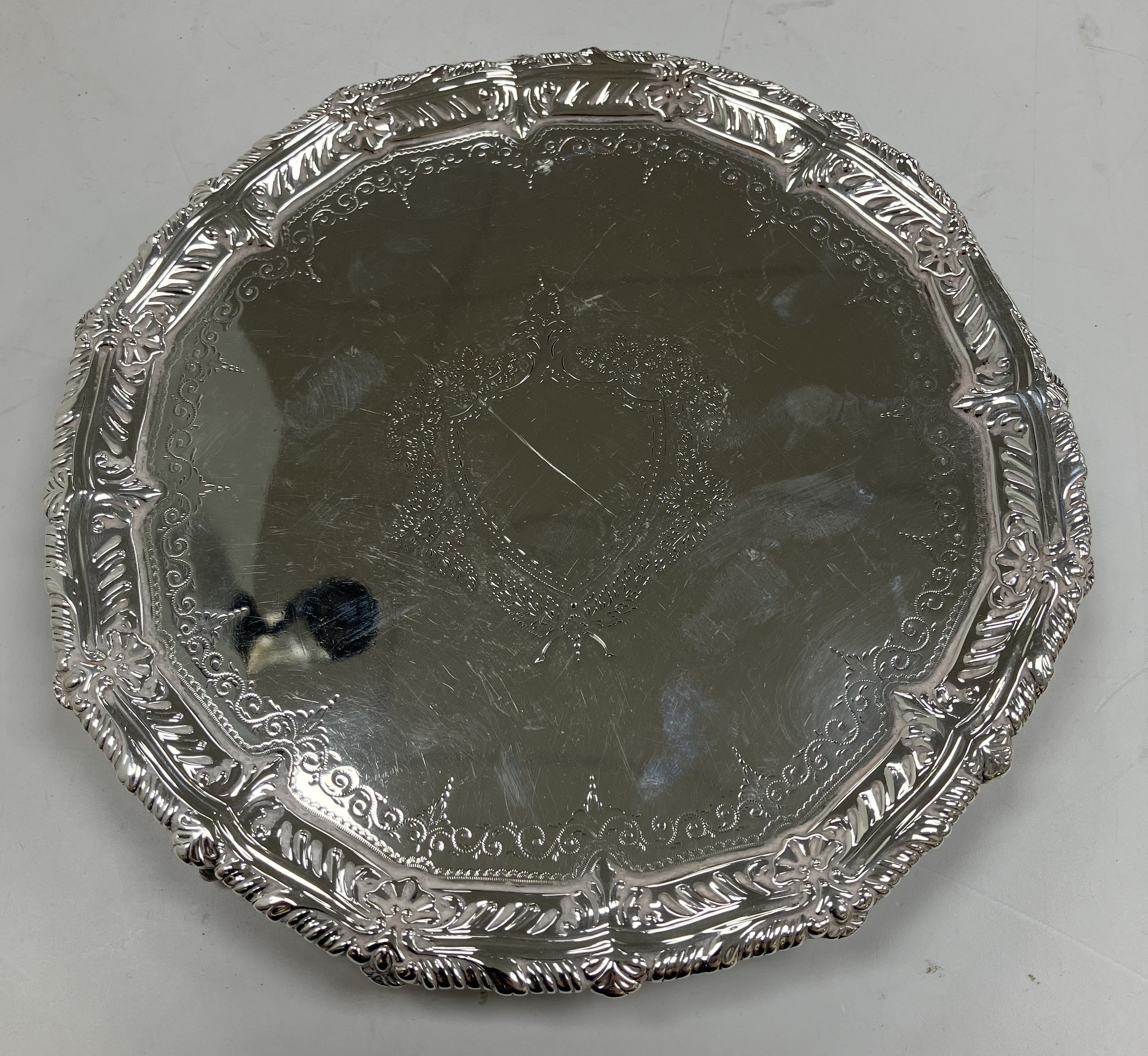 A Victorian silver card tray,