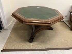 A 19th Century oak and burr oak cross-banded library table,