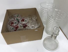 A box containing assorted glassware to include four finger bowls, ten champagne saucers,