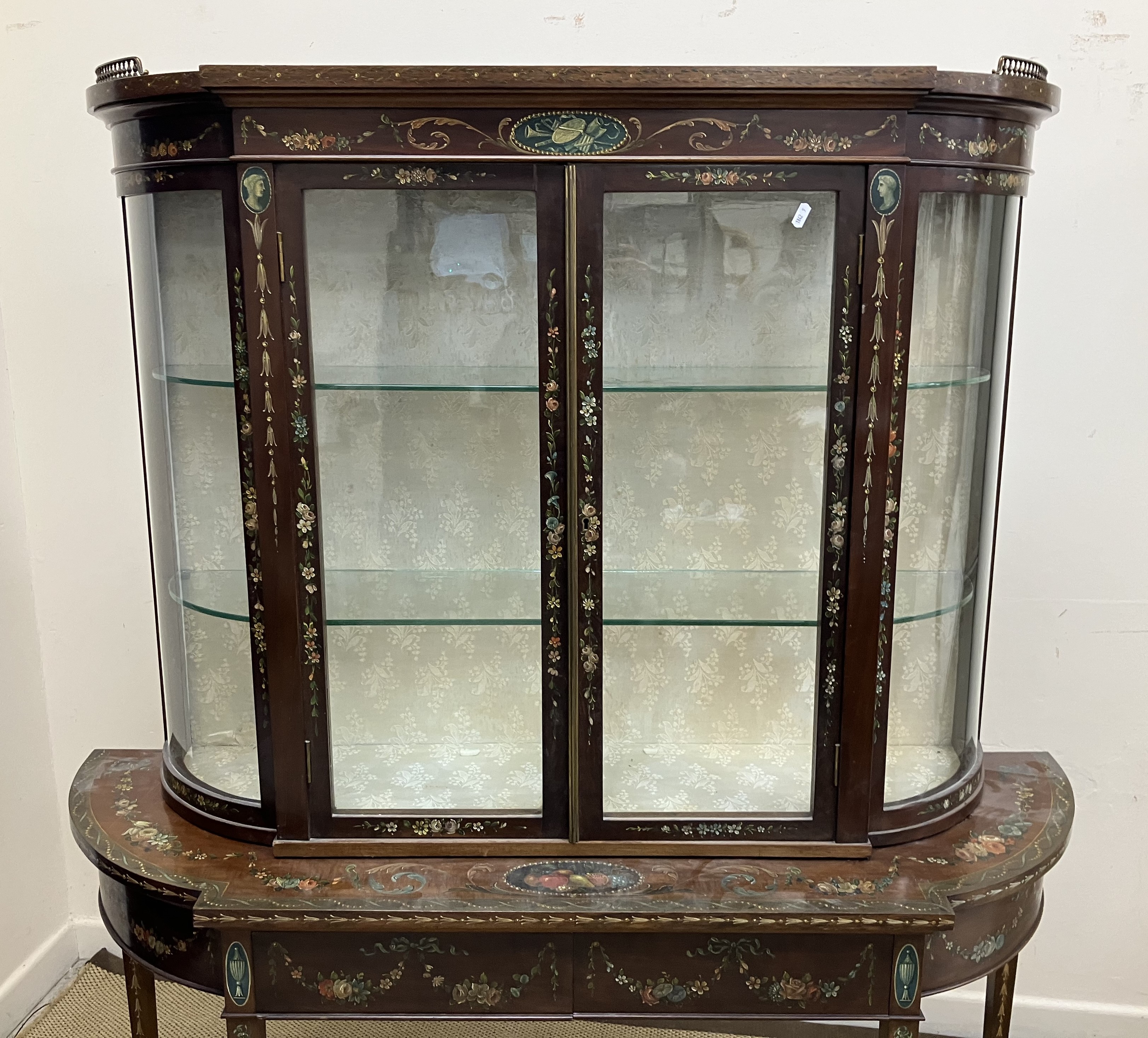 An Edwardian Sheraton Revival painted display cabinet, - Image 2 of 3