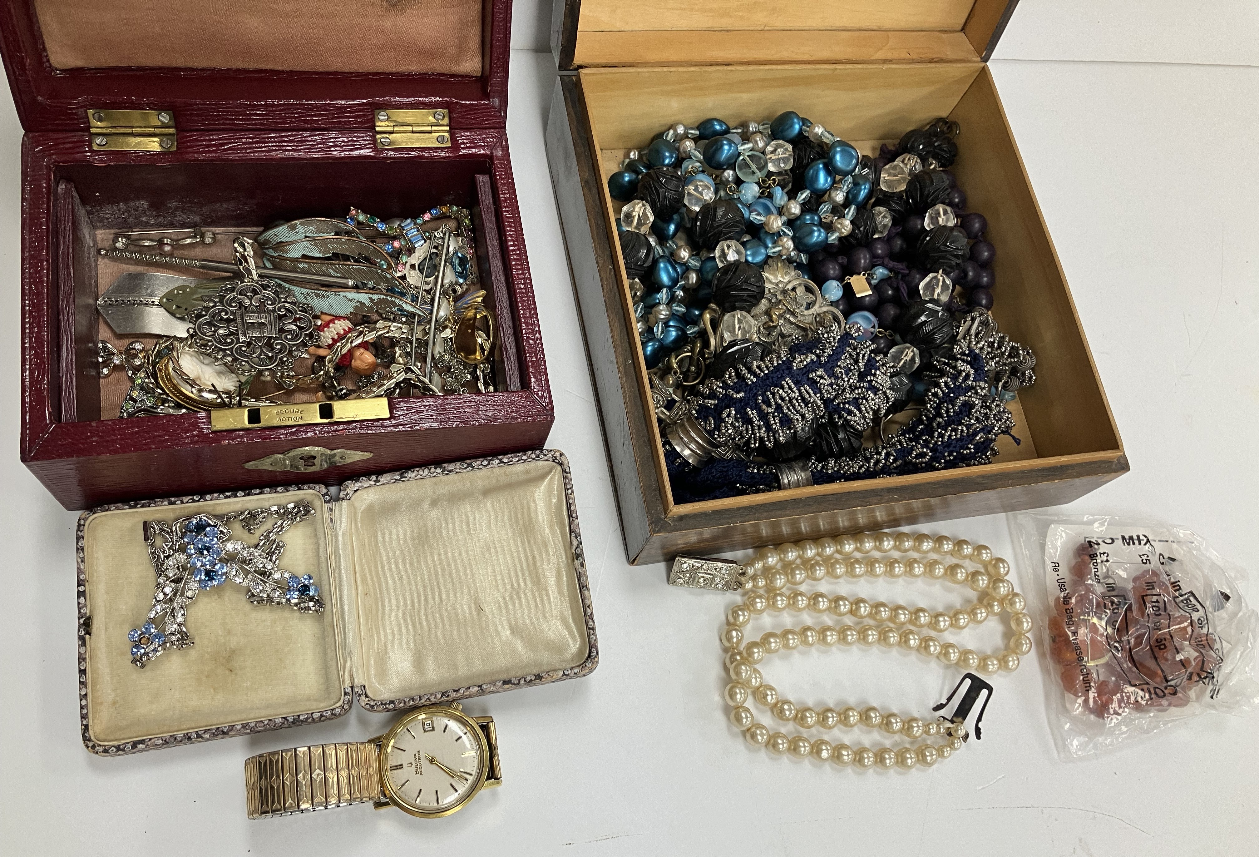 A collection of various costume jewellery including a plated chatelain, fancy miser's purse, - Image 2 of 2